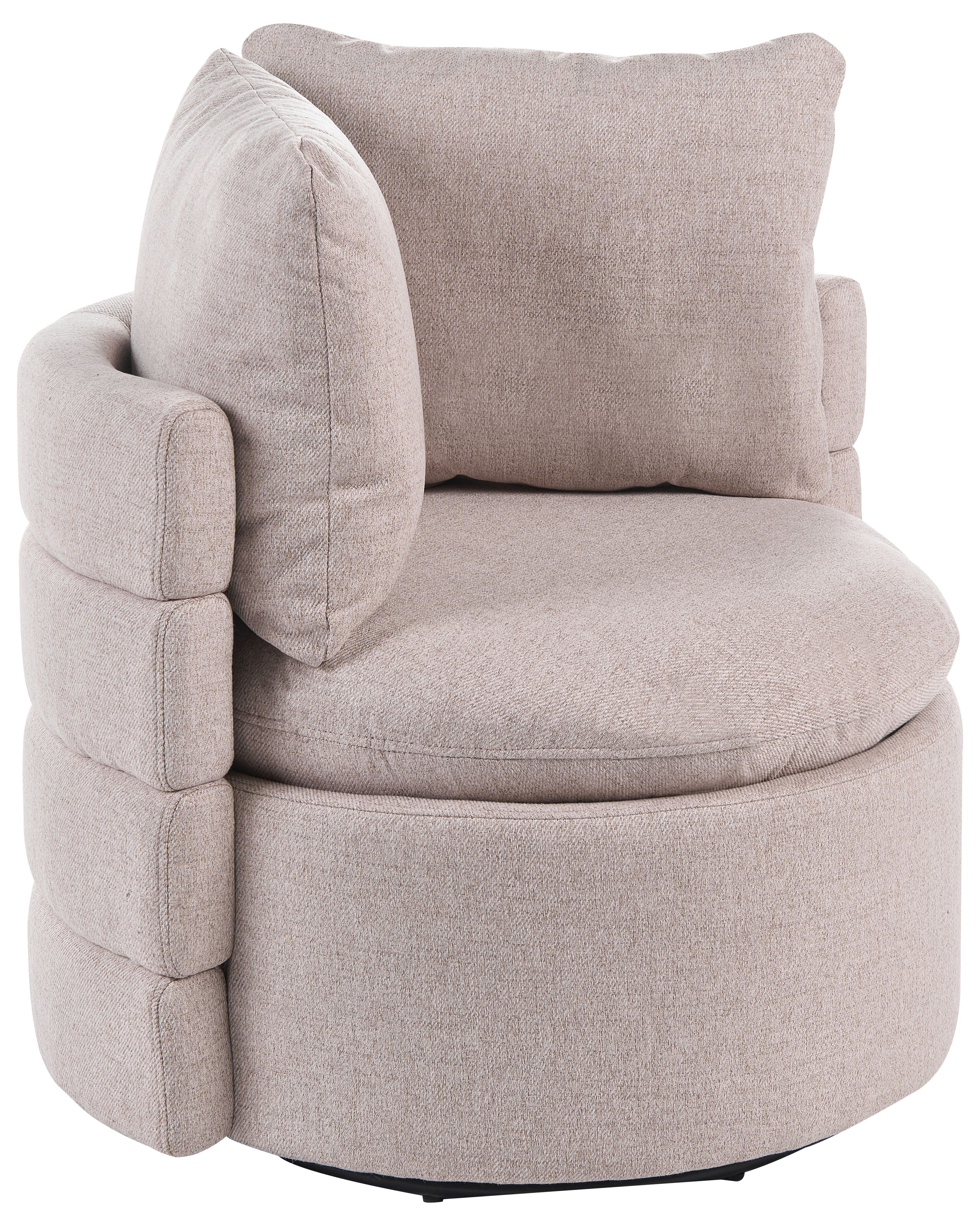 Swivel Armchair RANDERS with Storage Fabric Beige