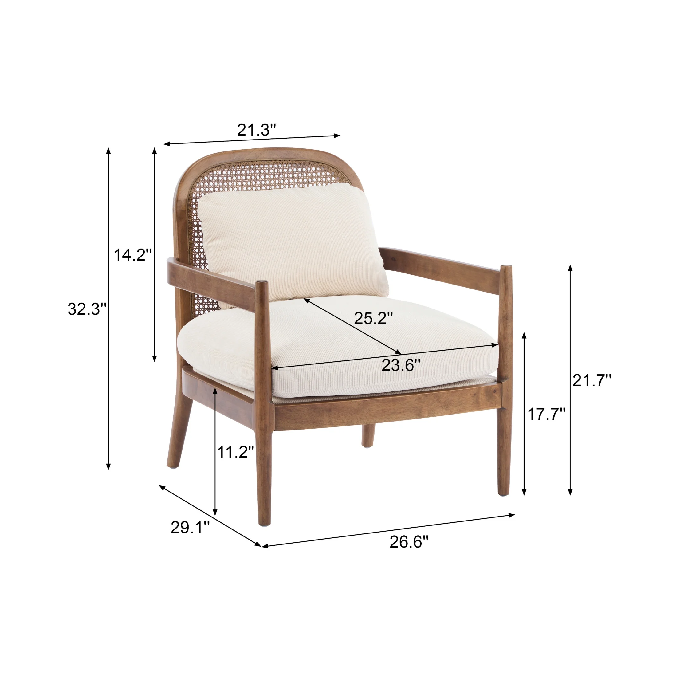 Christopher Knight Home Mid-Century Modern Accent Chairs, Wood Frame with Rattan Backrest, Grayish Green, Set of 2 - Image 23