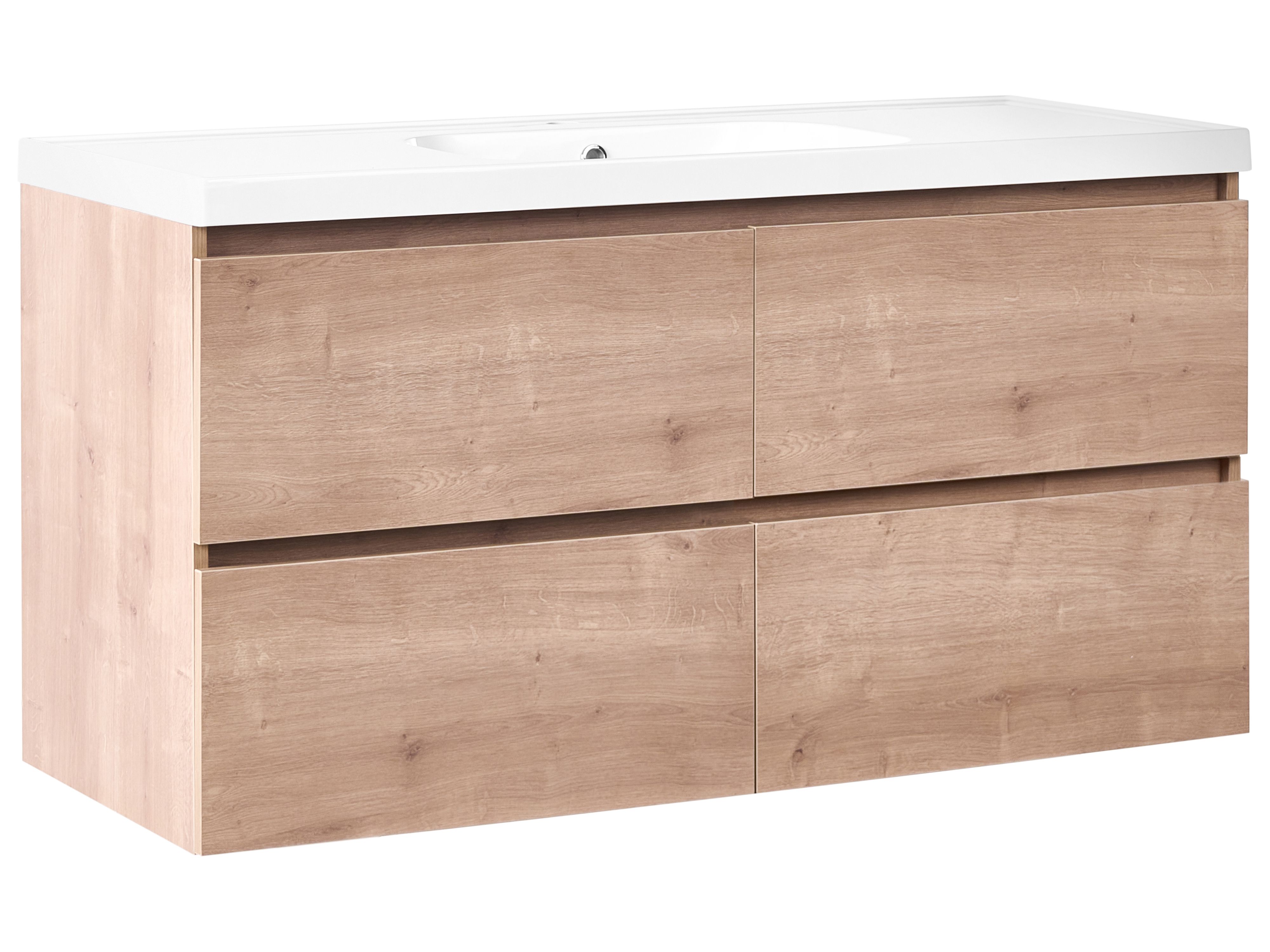 Wall Mounted Vanity Unit with Basin LAGOA Light Brown