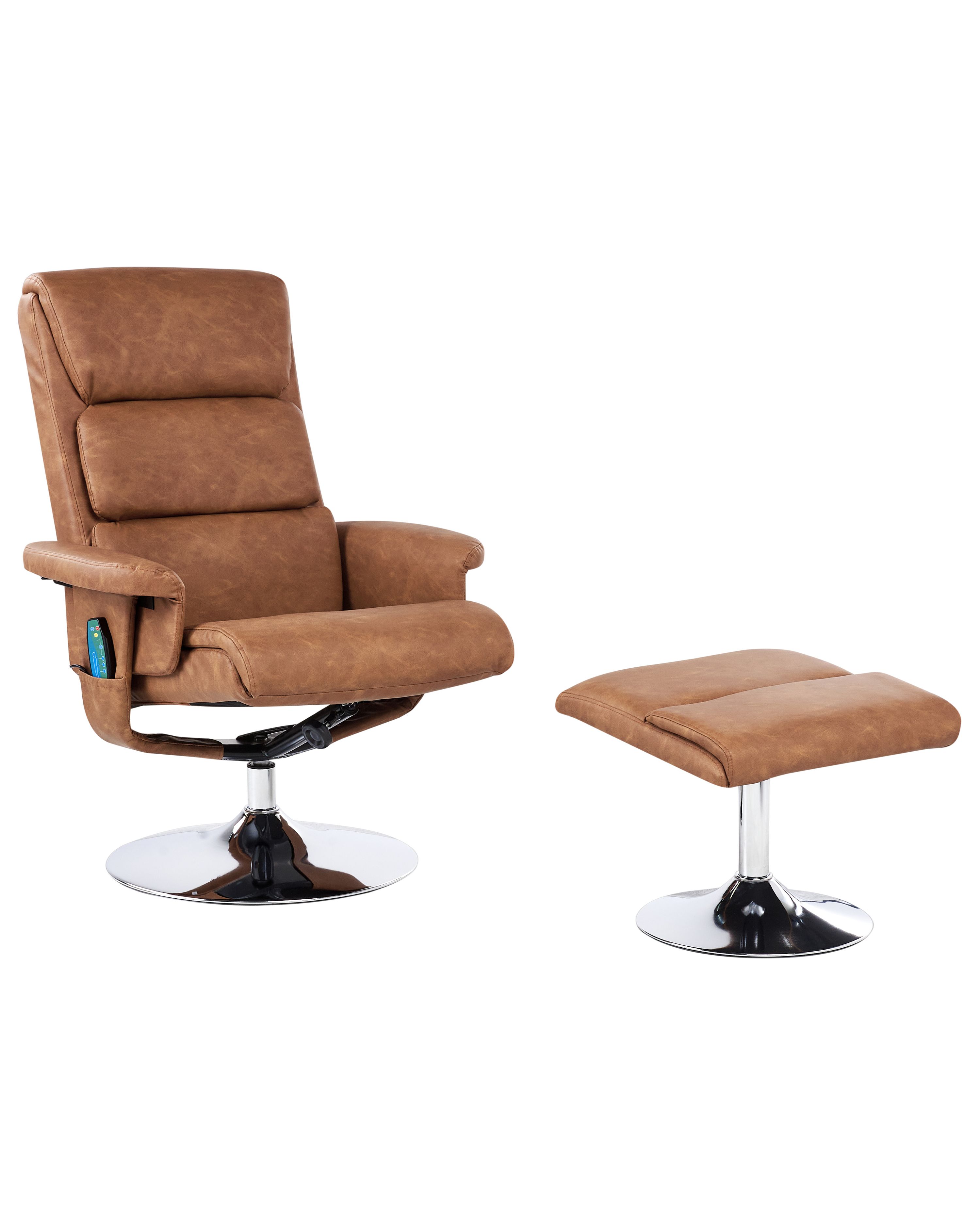 Massage Chair LEGEND with Footstool Faux Leather Brown