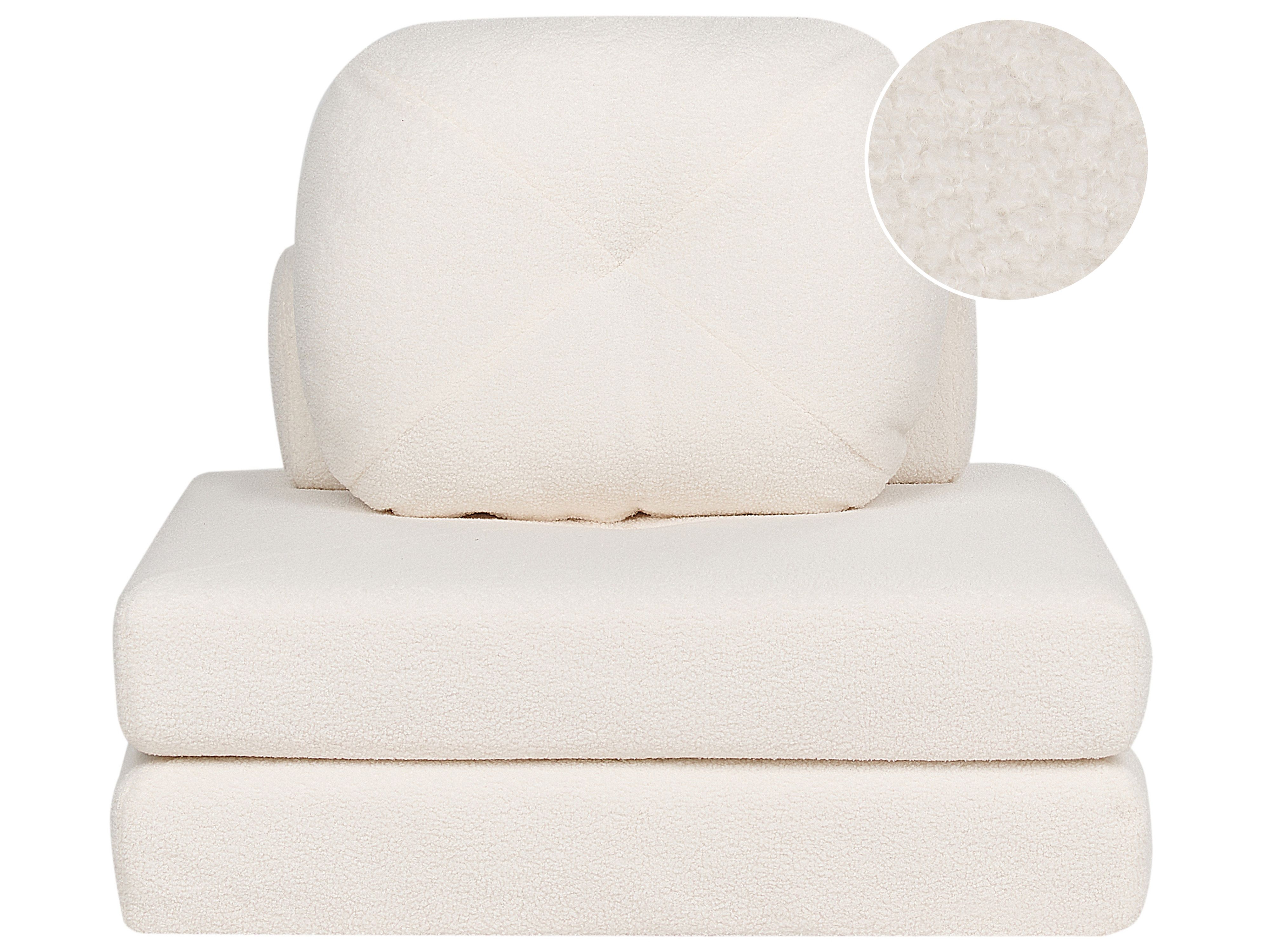 Single Sofa Bed OLDEN Boucle White