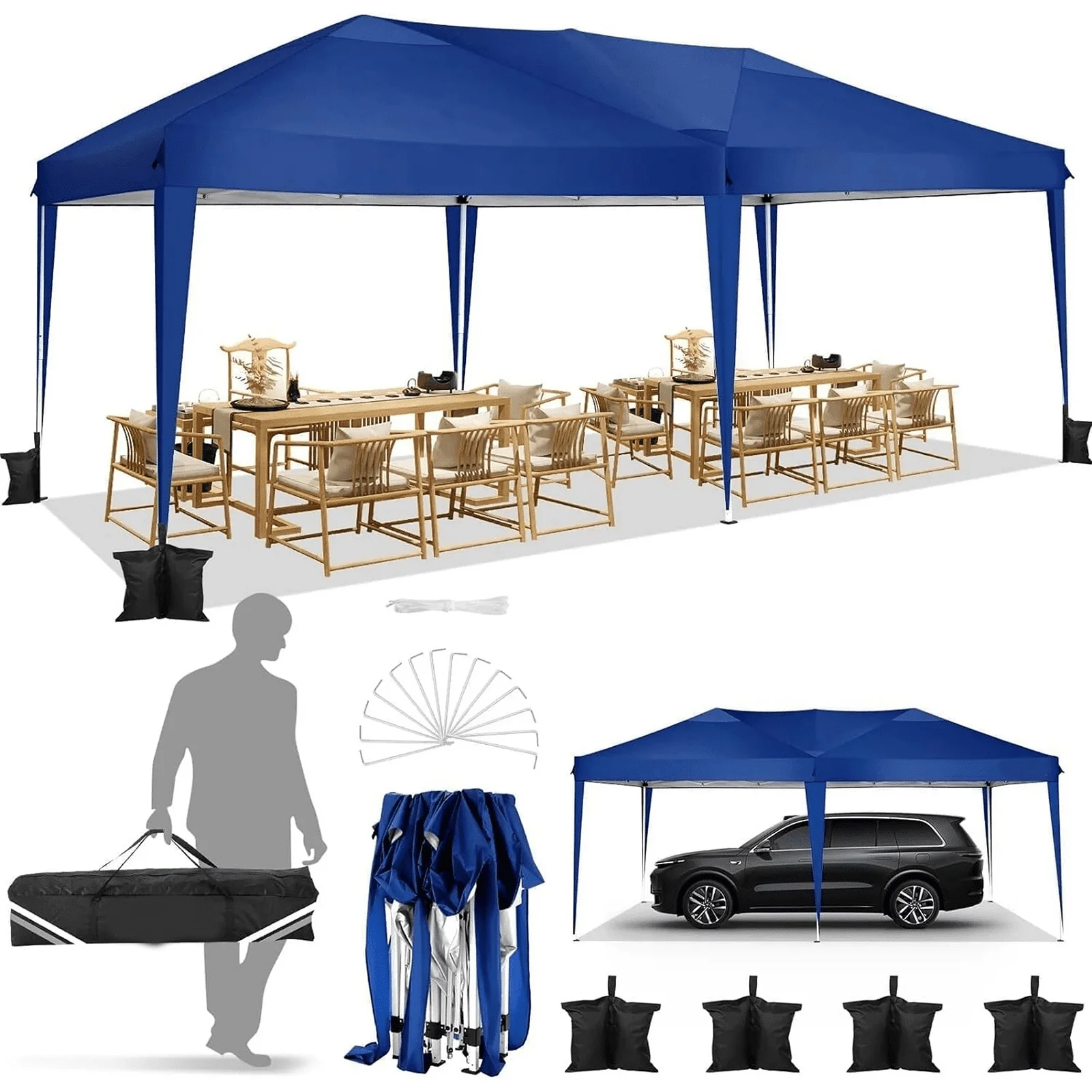 SANOPY 10'x10' EZ Pop Up Canopy Tent Outdoor Party Instant Shelter Portable Folding Beach Canopy with 4 Sandbag & Carrying Bag, Black - Image 23