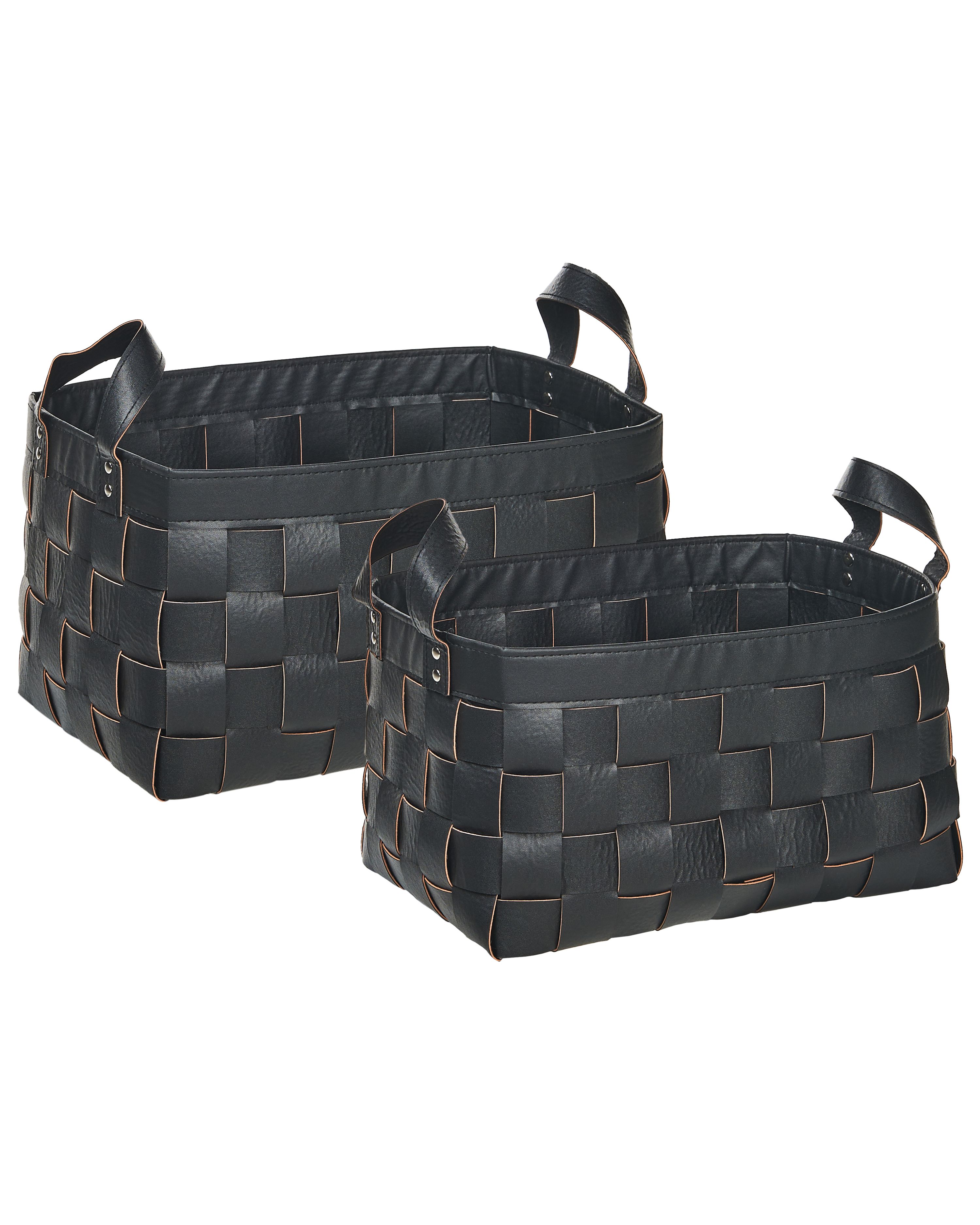 Set of 2 Baskets SIPPAR Faux Leather Black