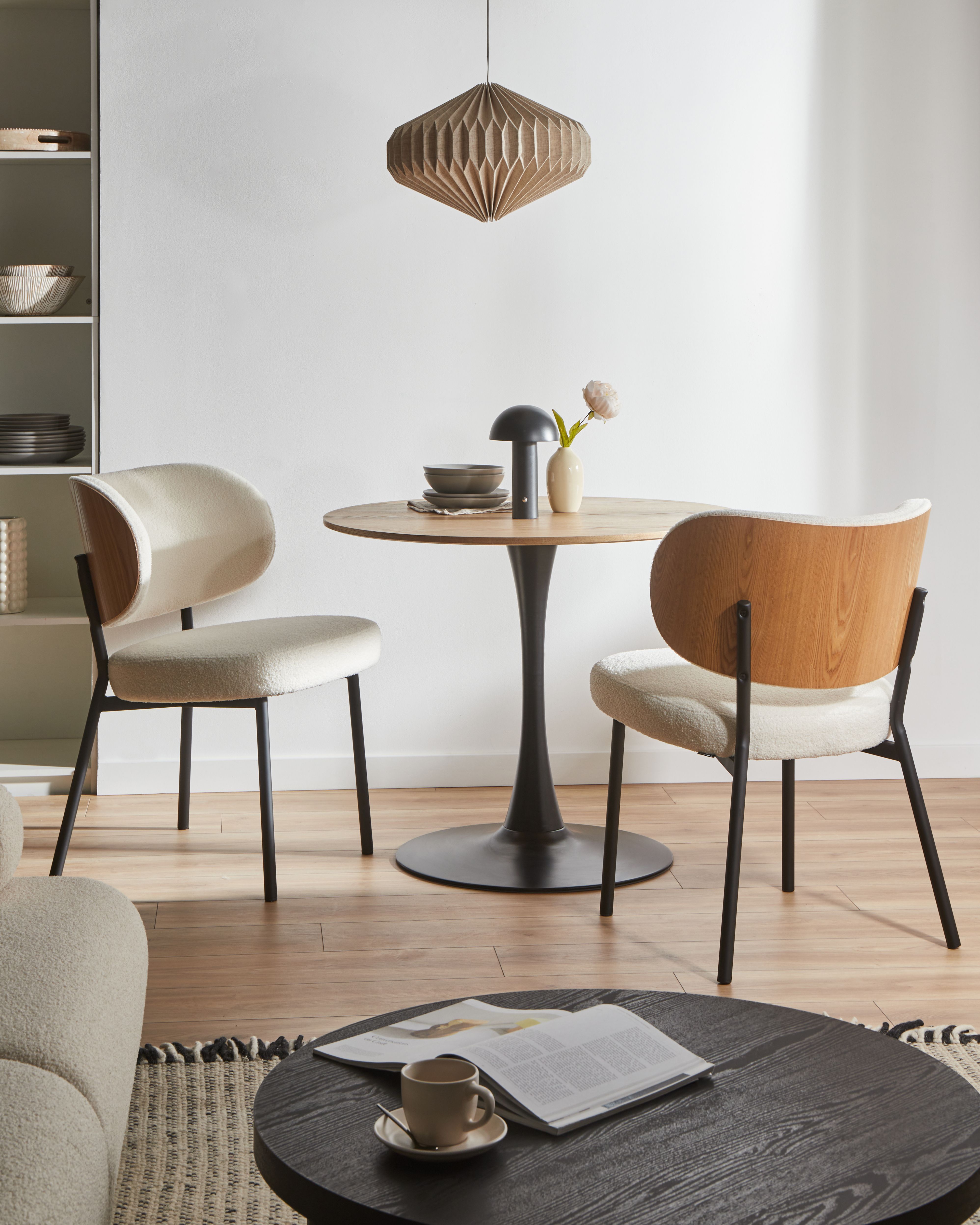 Set of 2 Dining Chairs WONDER Boucle Off-White