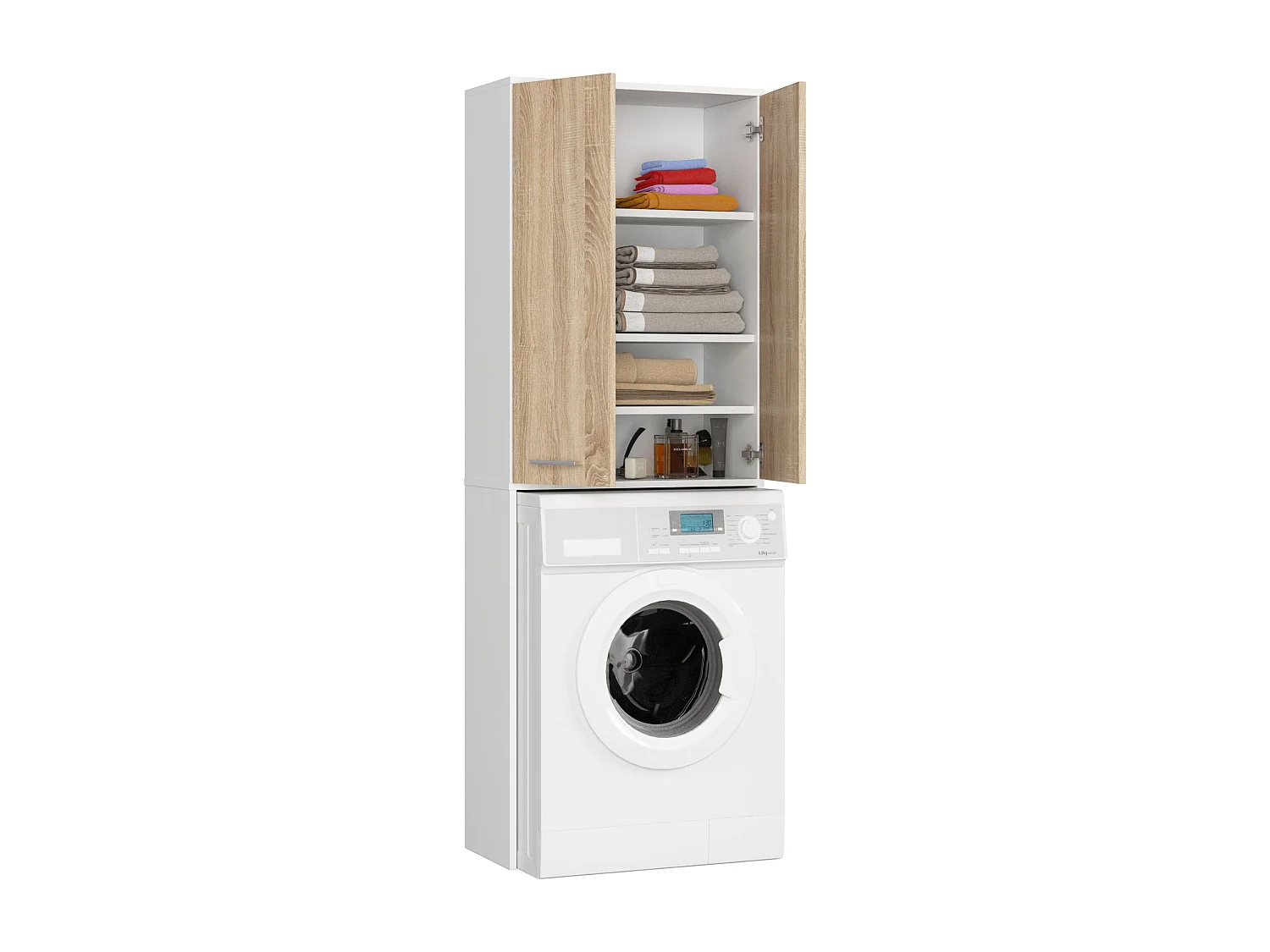 Meuble de rangement pour machine à laver, 2 portes, 64 x 30 x 190 cm