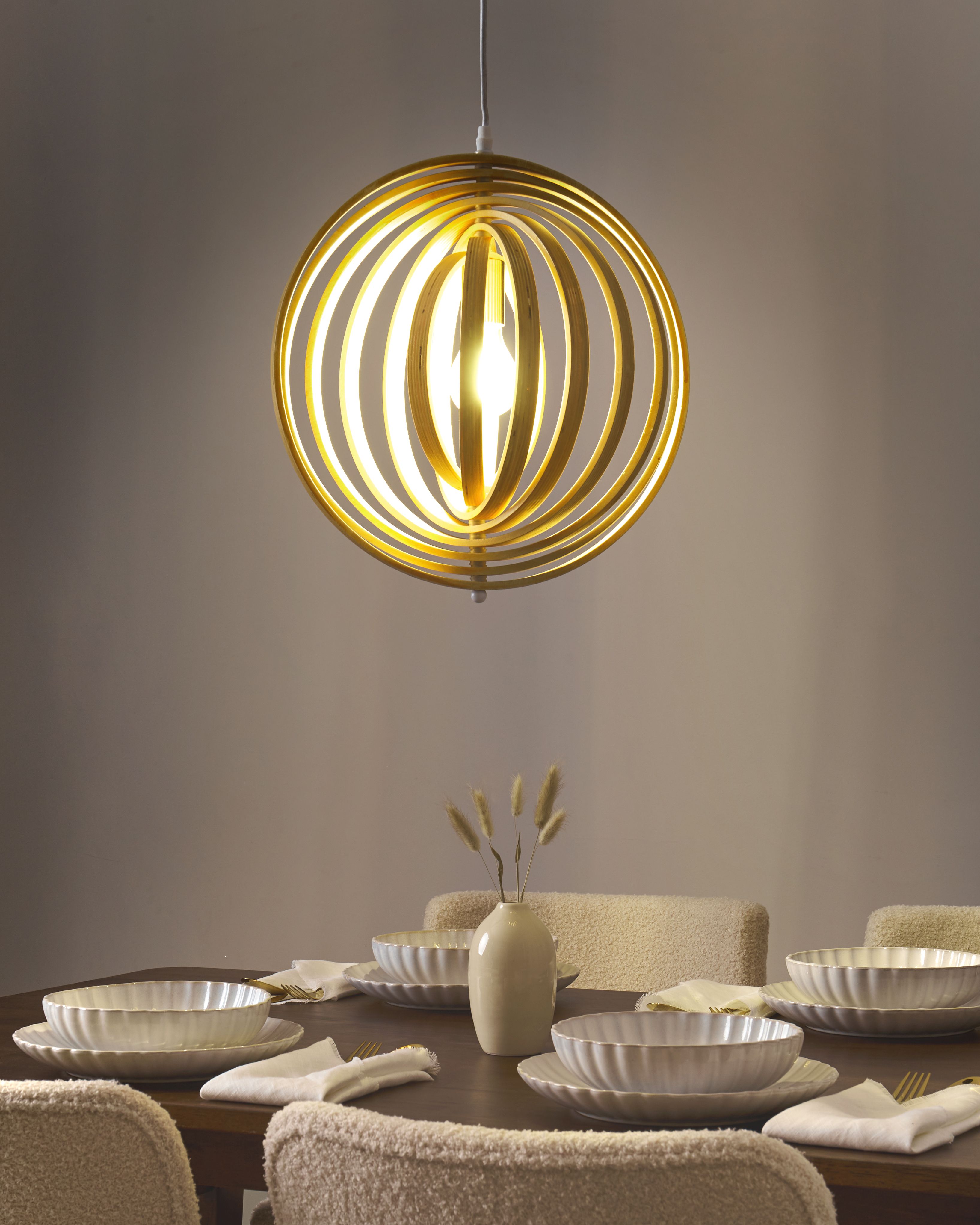 Pendant Lamp MURRELL Poplar Wood Light Brown