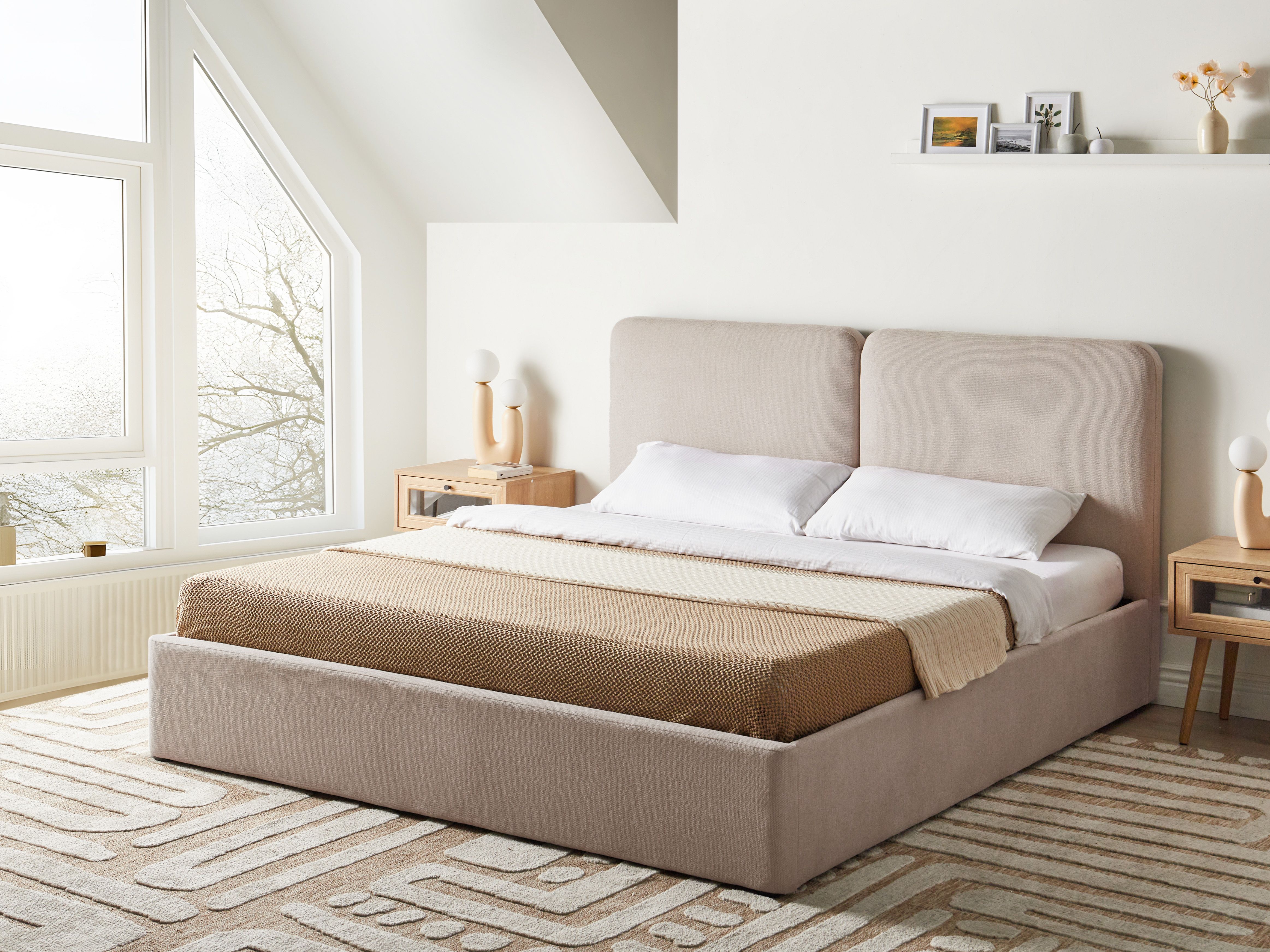 Ottoman Bed Fabric ARBOIS 180 x 200 cm (EU Super King) Beige