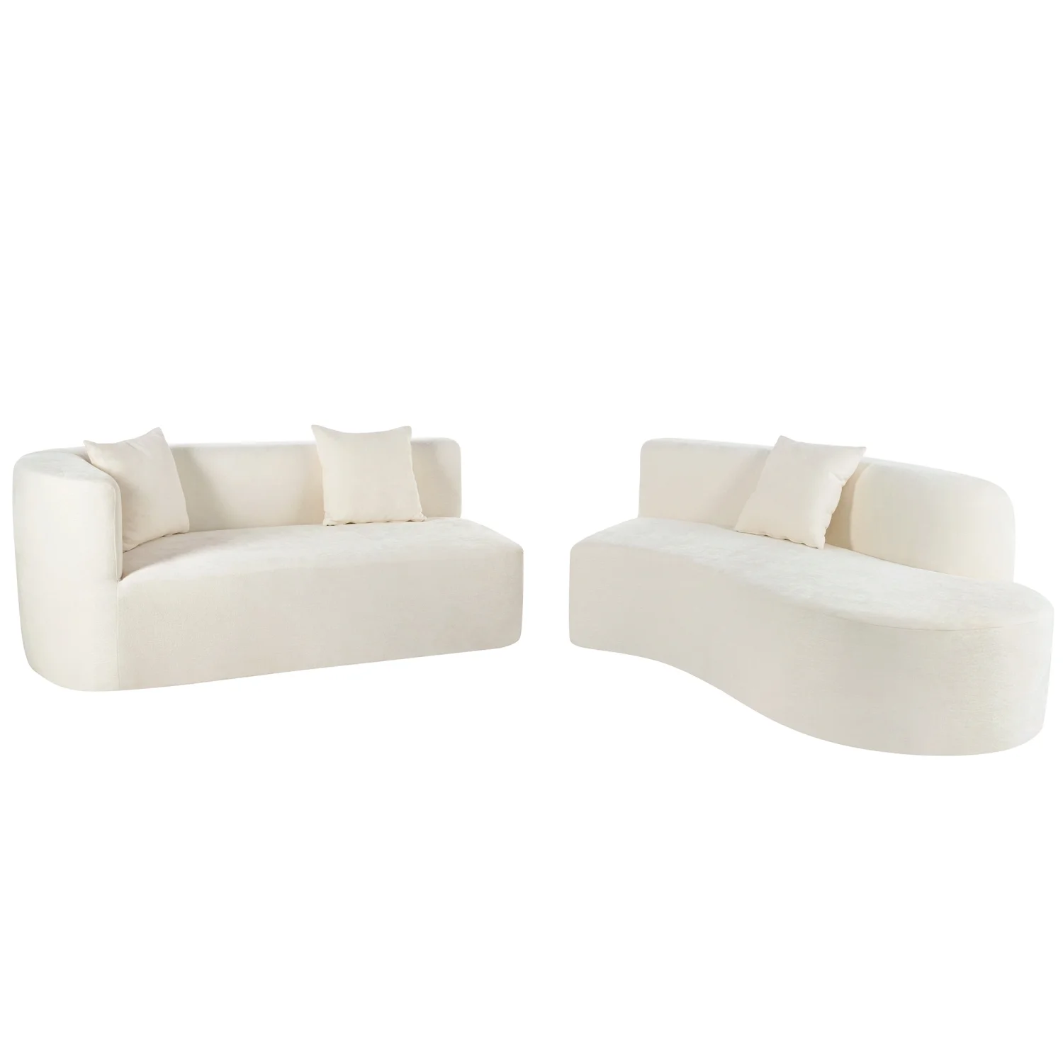 Harper & Bright Designs Modern Curved Floor Sofa Set, Modular Sectional Sponge Couch for Living Room, 2 PC Free Combination No Assembly Foam-Filled Sofa, Beige - Image 12