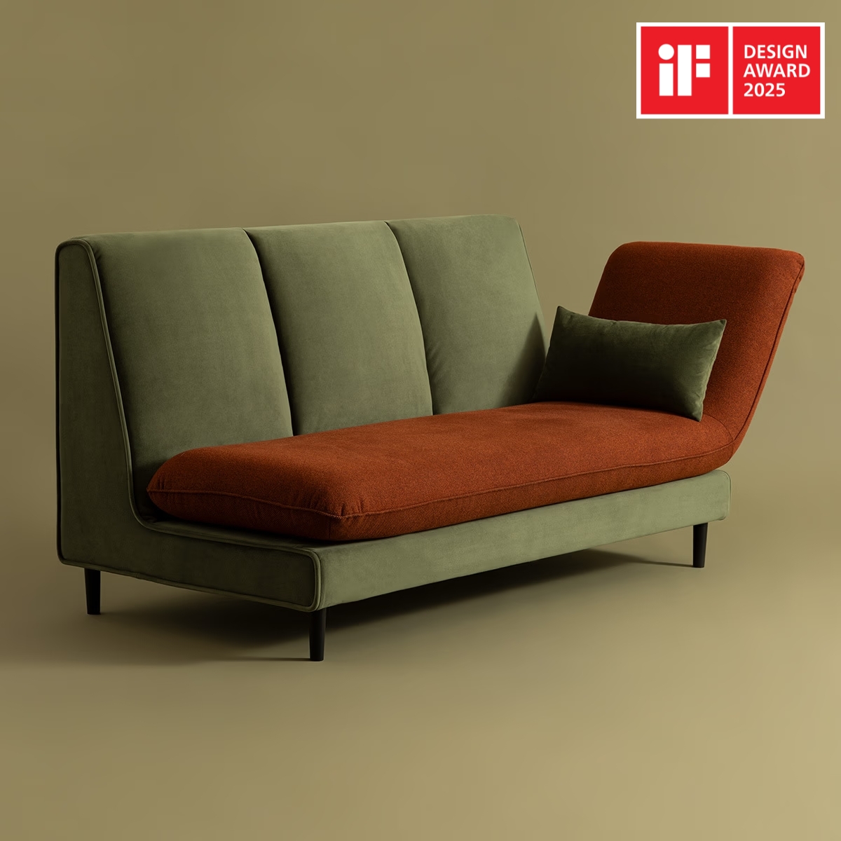 Sofa "L'&eacute;chap&eacute;e" Atmosphera x matali crasset 3-seater, Green, Amber