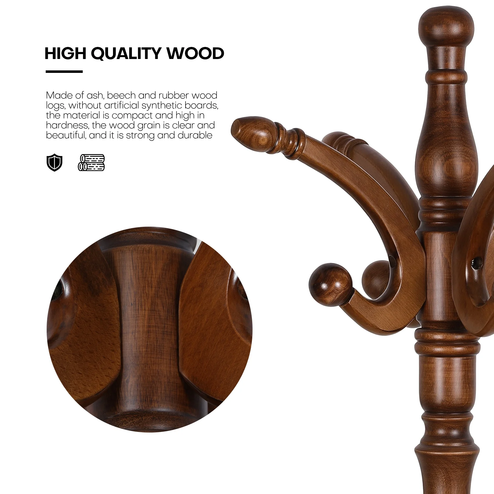 Vintage 79" Coat Tree Stand Heavy Duty Freestanding Clothes Hat Coat Rack Stand with 8 Hooks - Image 10