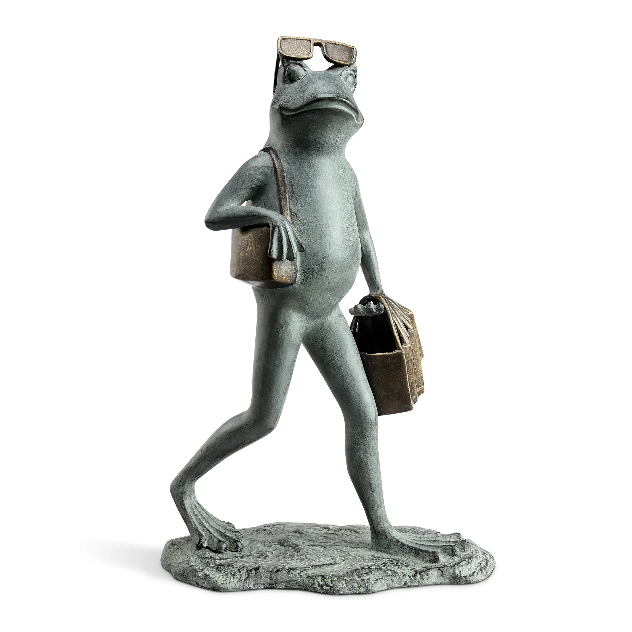 Suave Shopper Frog Metal Garden Sculpture