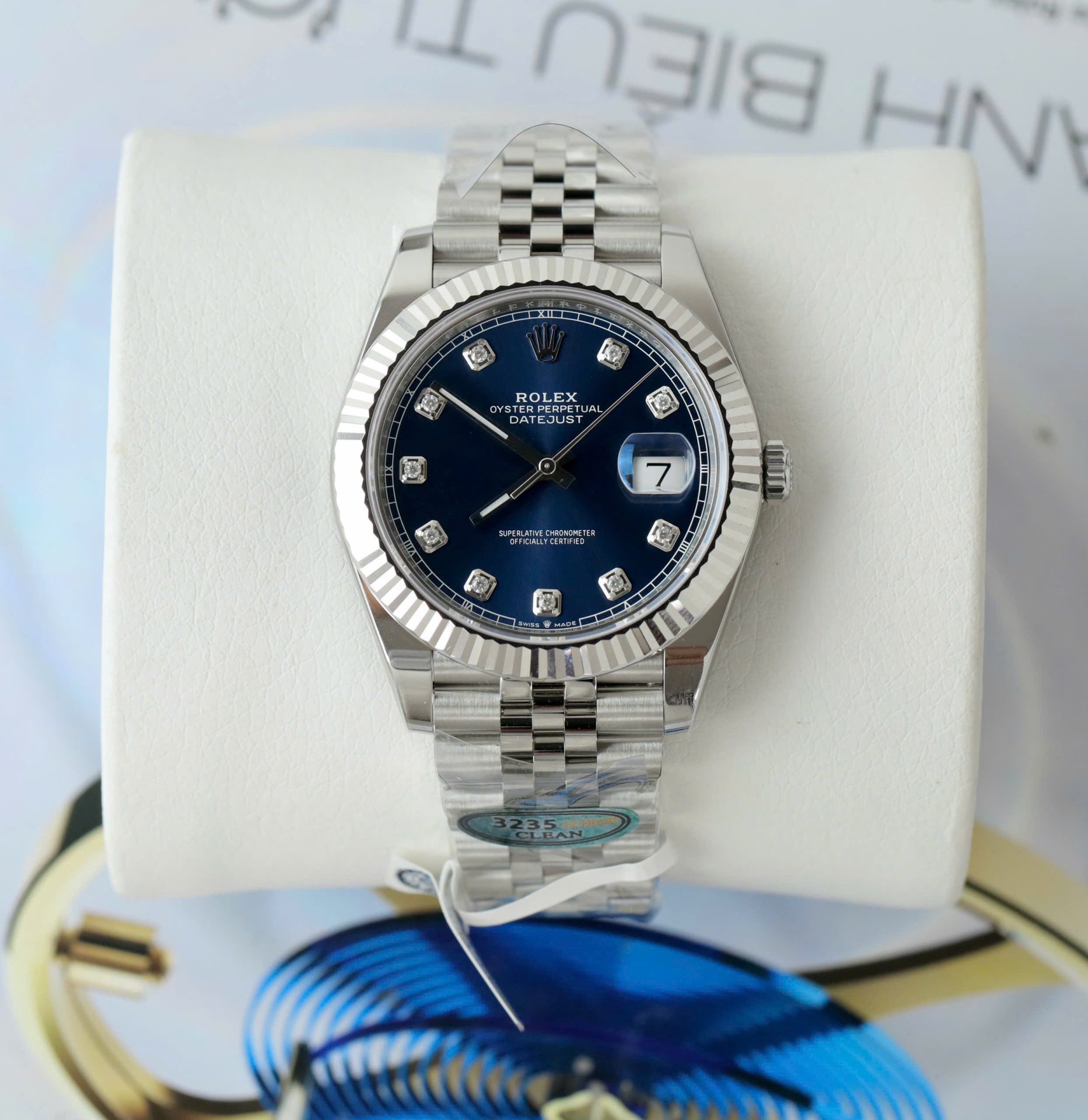 Rolex DateJust Knock Off Watches Blue Dial Moissanite Diamonds Clean Factory 41mm - Top club