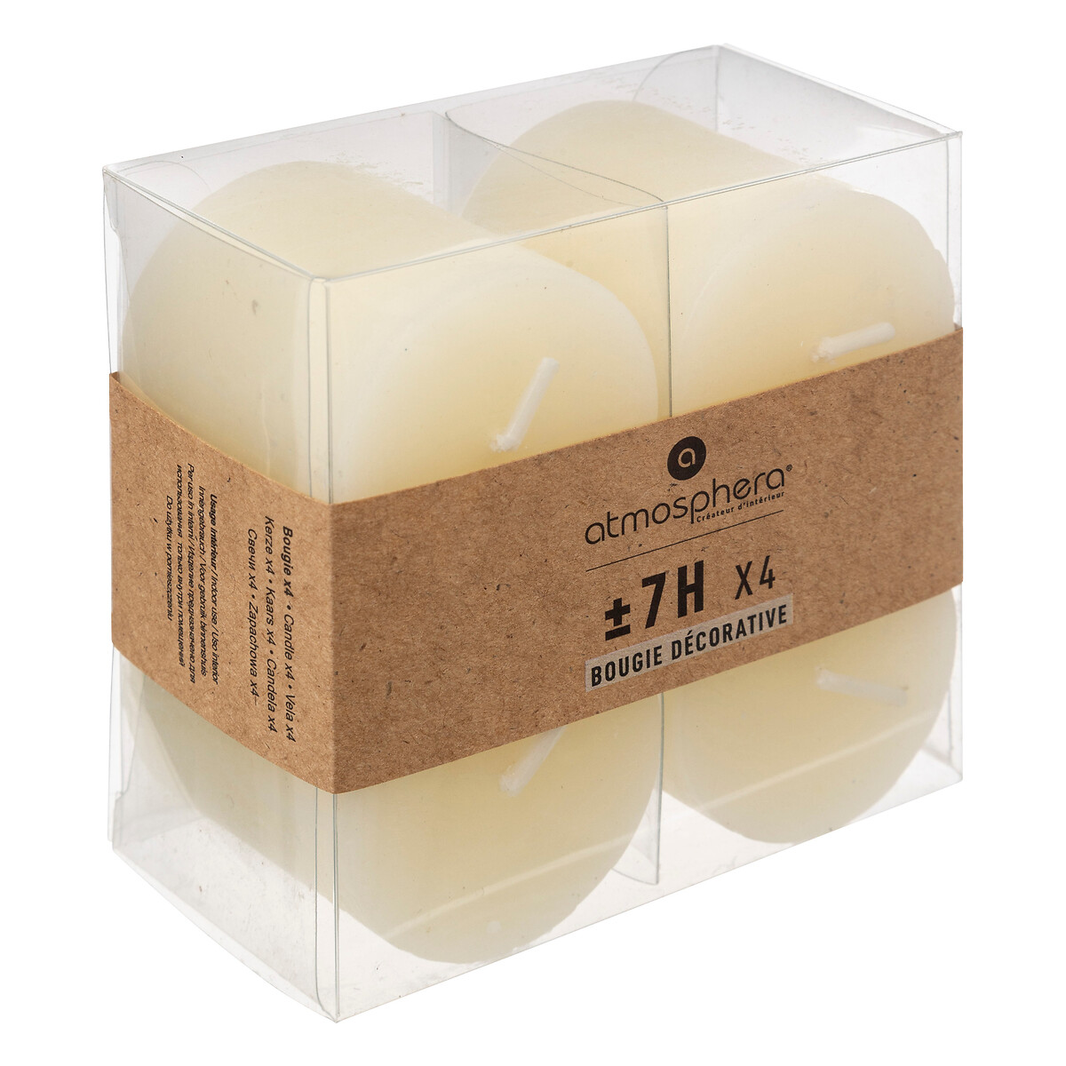 Set of 4 rustic candles Ivory white, 60g