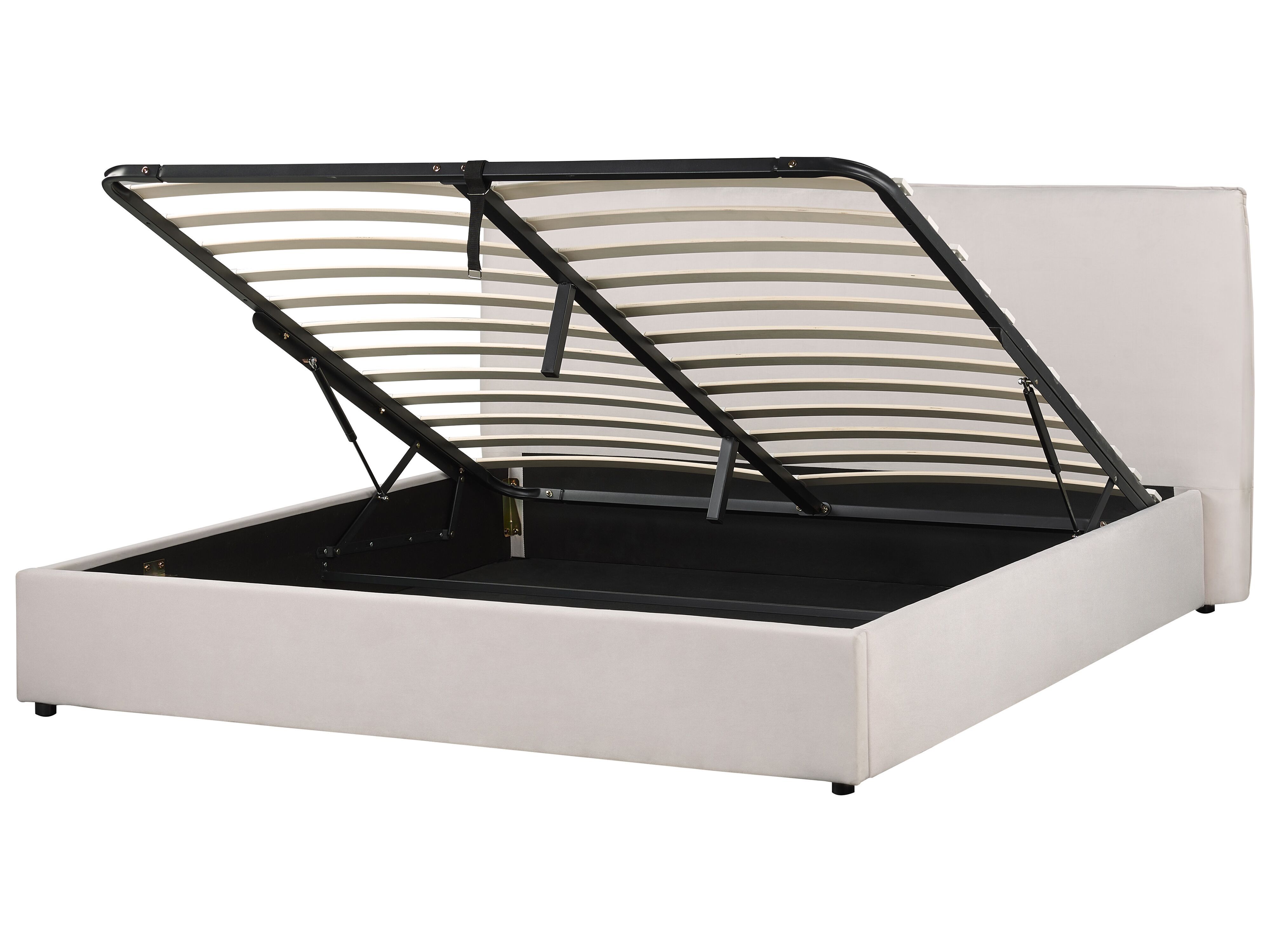 Ottoman Bed Velvet LAVAUR 180 x 200 cm (EU Super King) Off-White