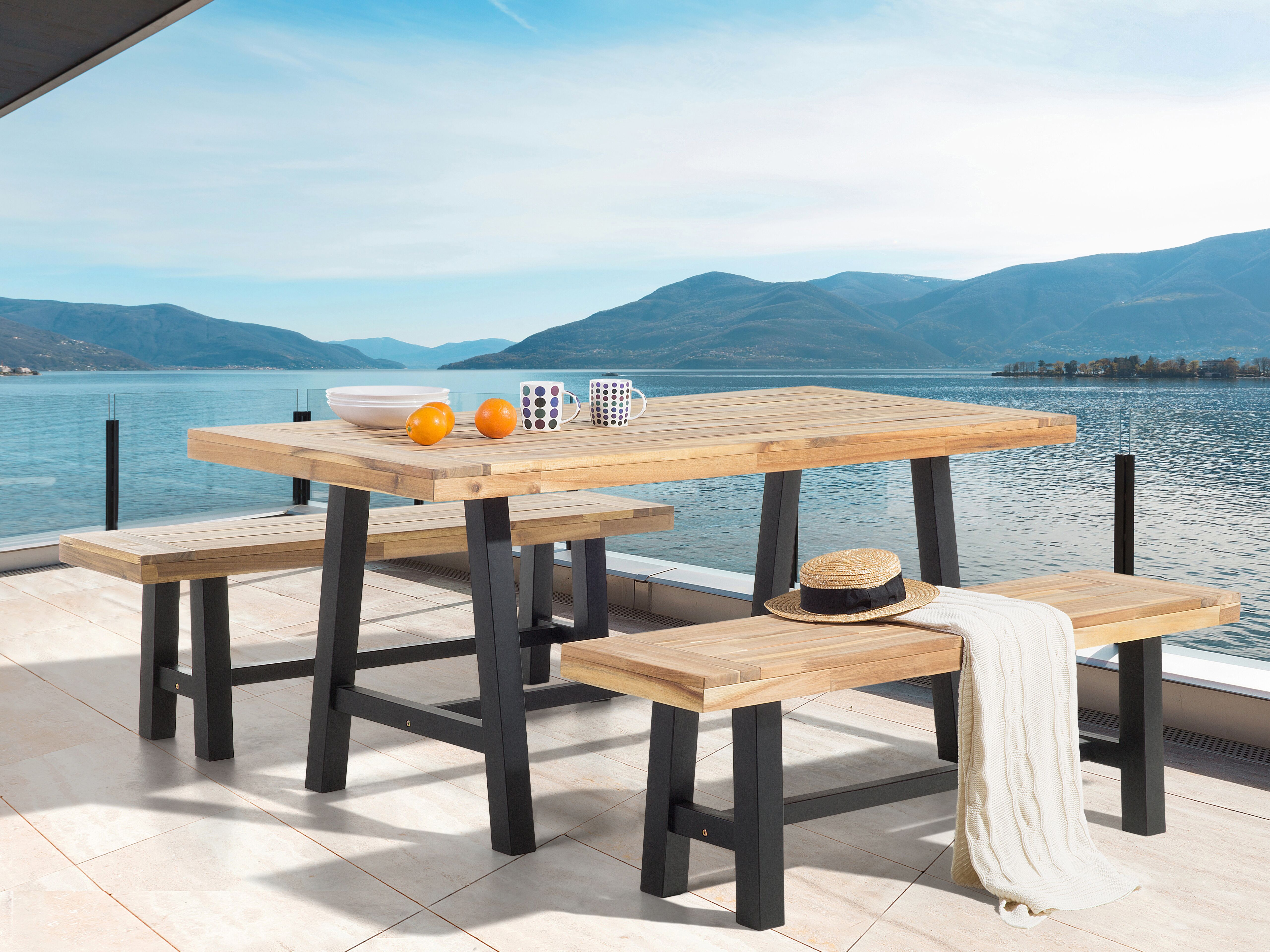 Garden Bench SCANIA 140 cm Acacia Wood Black