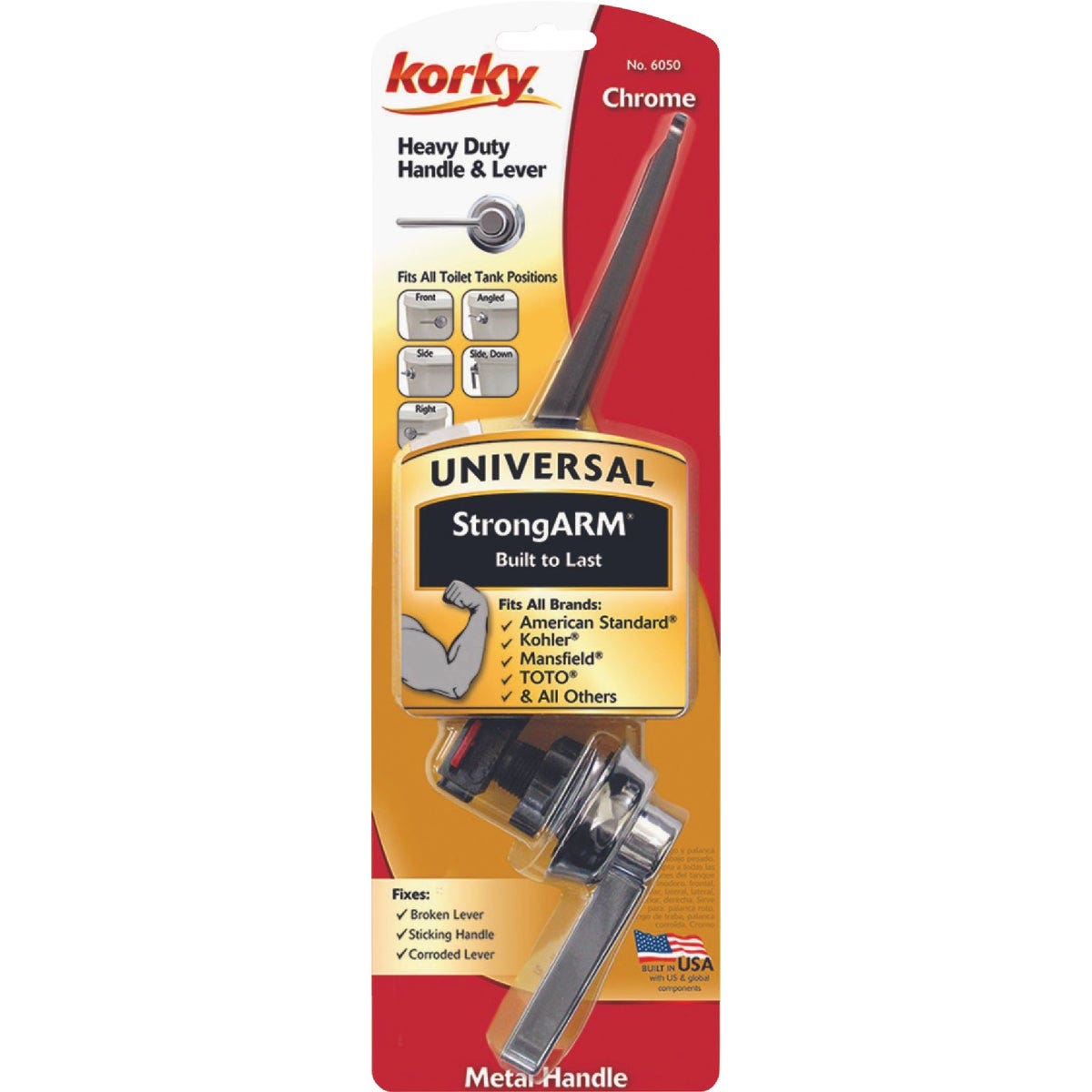 Korky StrongARM Universal Chrome Tank Lever with Classic Style Handle