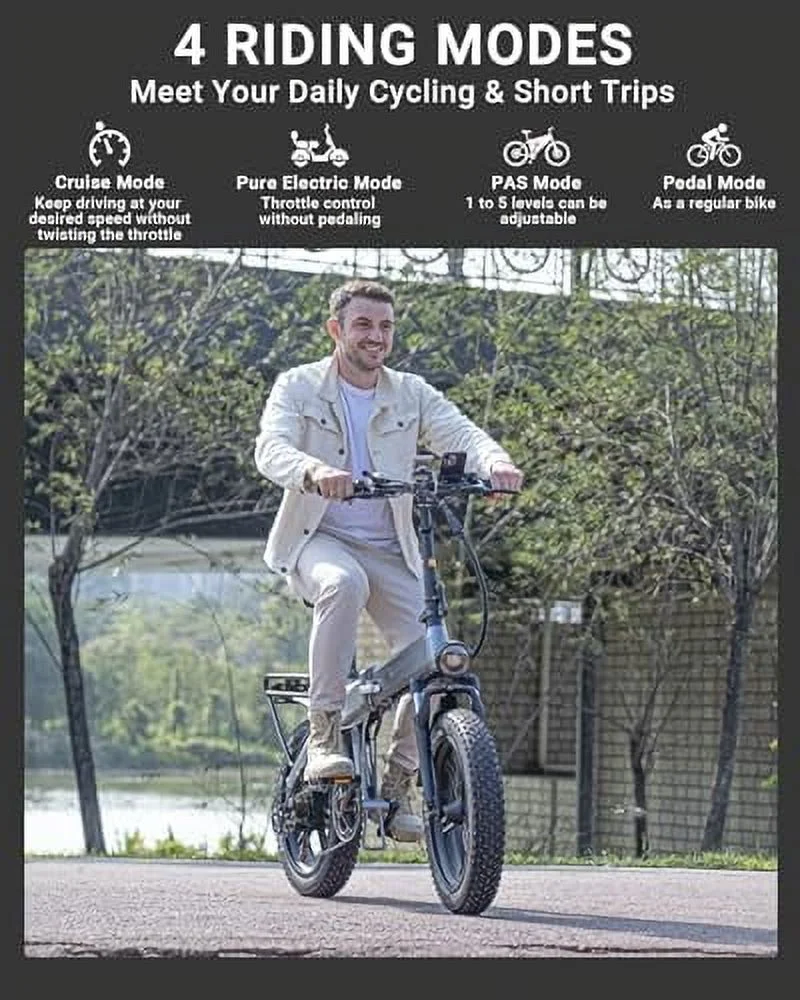 Luckeep X1 Lite Foldable Electric Bike for Adults 1500W Peak Motor,720WH Removable Battery,28MPH 60 Miles Long Range,20"*4" Fat Tire All-Terrain E-bike with Front Suspension,Mountain Electric Bicycle - Image 26