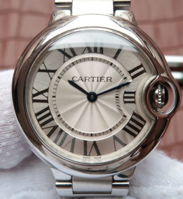 Replica Cartier V6F Ballon Bleu 33mm White Dial SS Bracelet Ronda Quartz - Top club