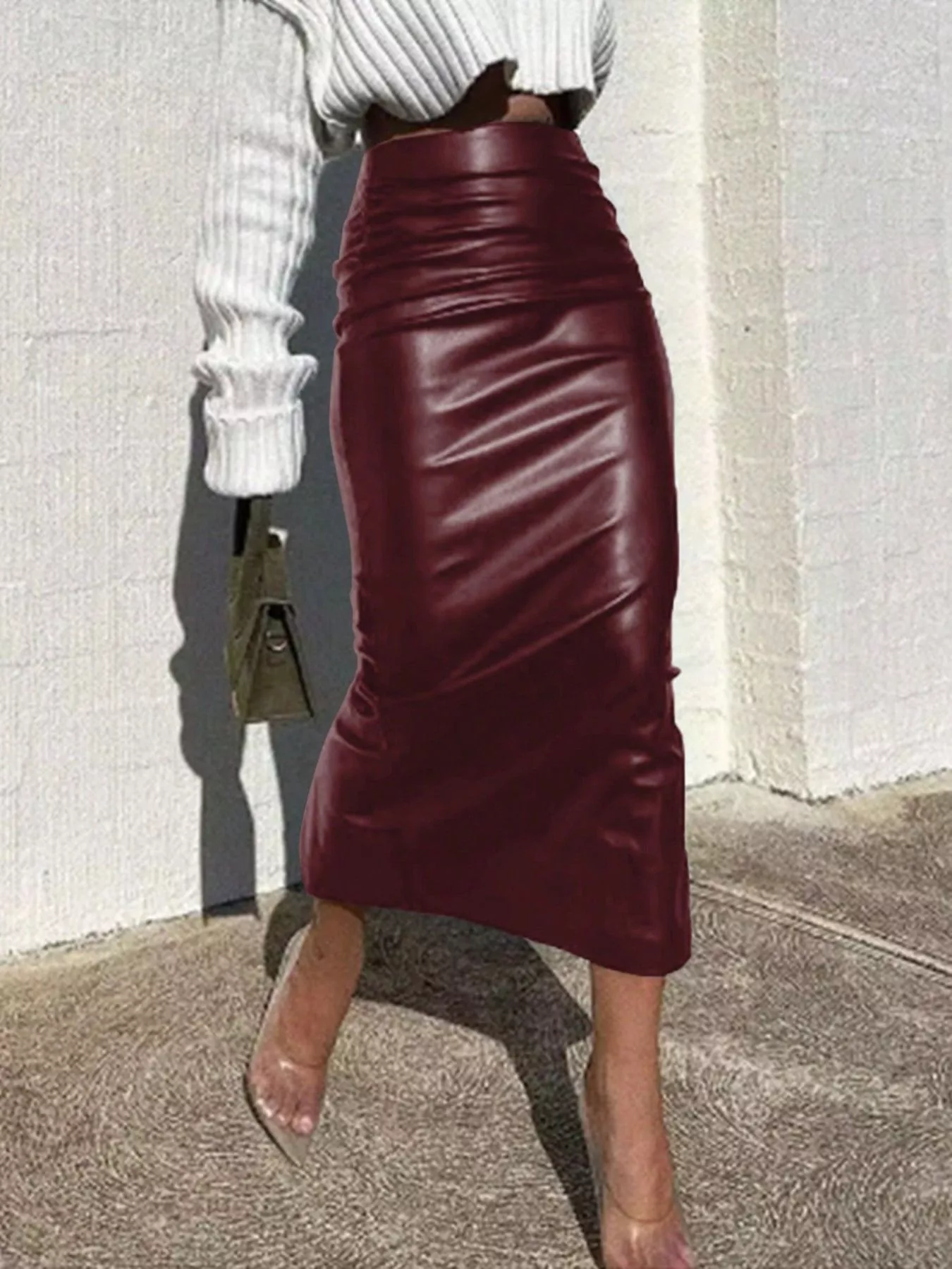 Slit Back Leather Skirt - ZKZOOK