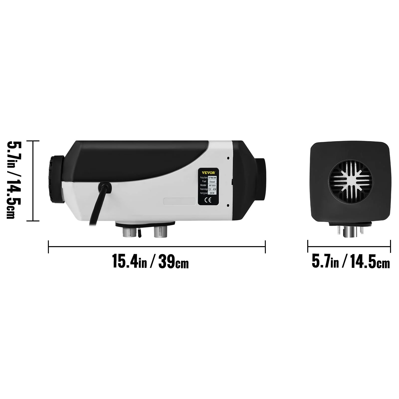 VEVORbrand 5KW Diesel Air Heater 10L Tank Diesel Heater 12V Diesel Parking Heater Muffler with LCD Thermostat and Remote Control for RV Bus Trailer Motor-home and Boats - Image 8