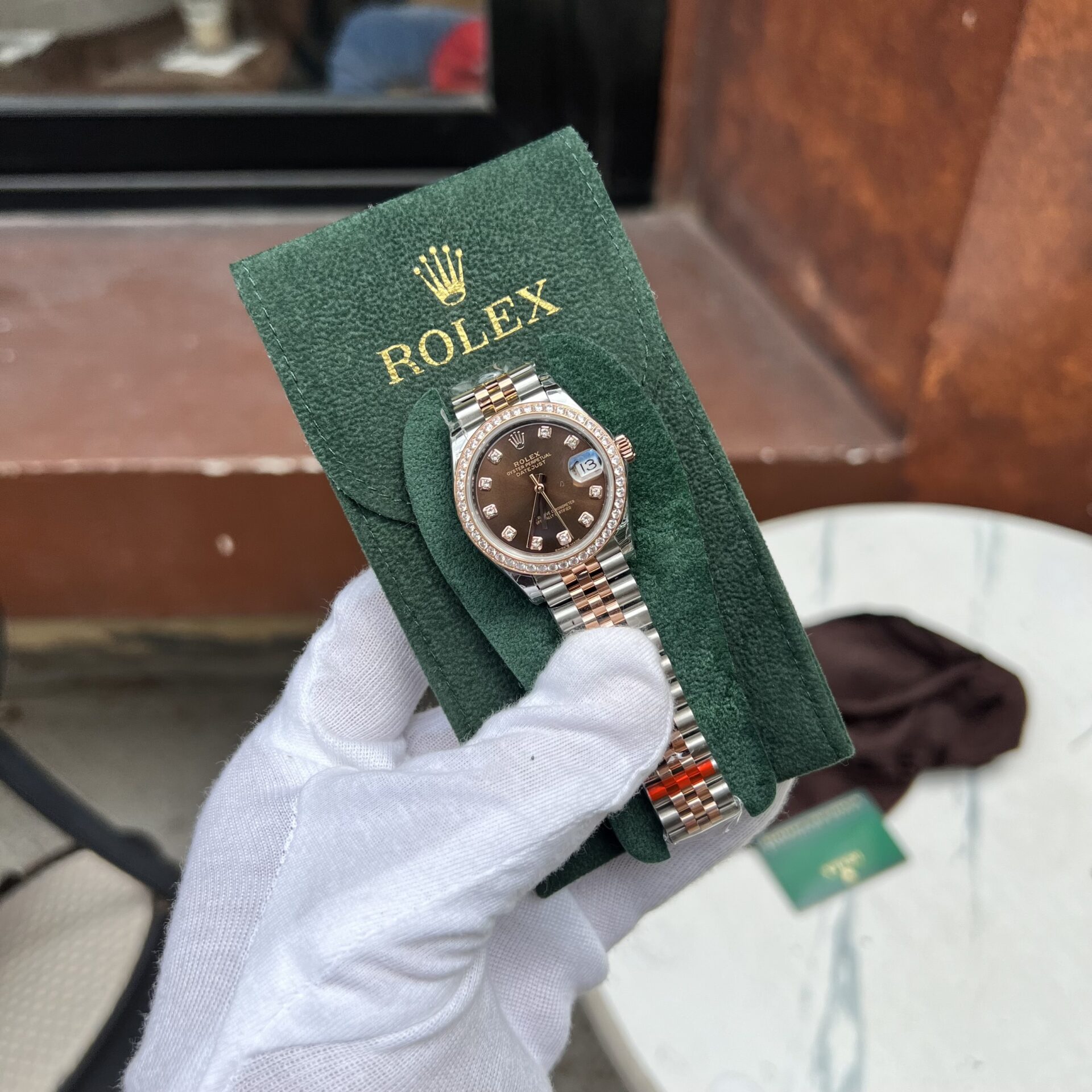 Rolex DateJust Women s Replica Watch Chocolate Dial Diamond Bezel EW Factory 31mm - Elite Watch Atelier