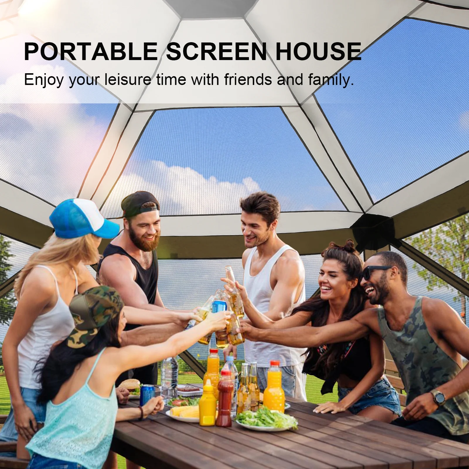 COBIZI 12'x12' Pop-up Gazebo Outdoor Camping Tent with 6 Sides Mosquito Netting, Waterproof, UV Resistant, Portable Screen House Room, Easy Set-up Party Tent with Carry bag, Ground Spike, Brown - Image 37