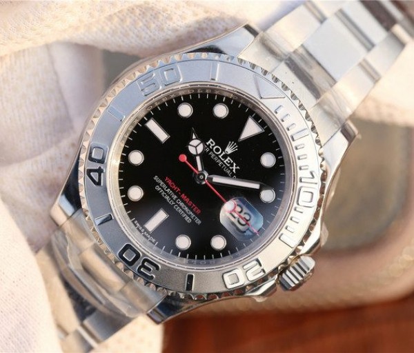 Replica Rolex Yacht-Master 116622 JF Black Dial SS Bracelet A2824 - Elite Watch Atelier