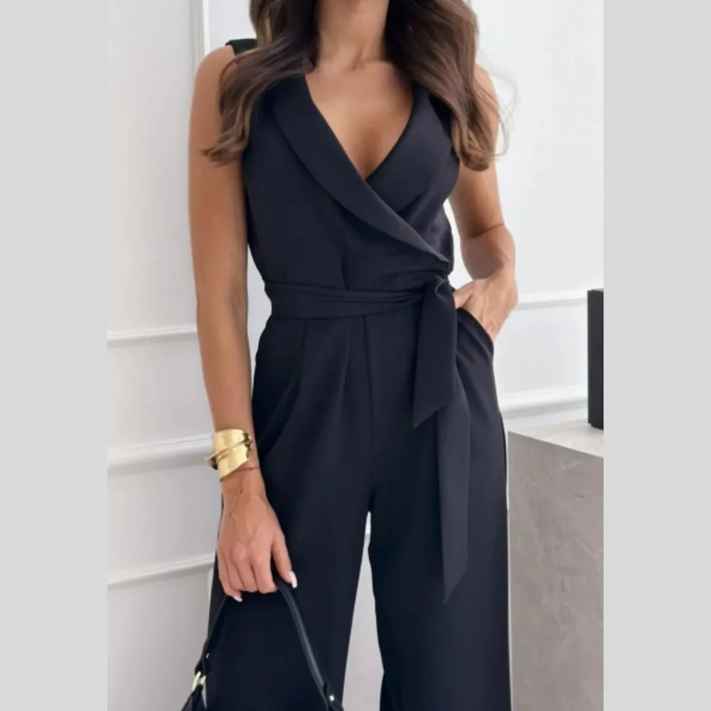 Surplice Sleeveless Wide Leg Jumpsuit - ZKZOOK