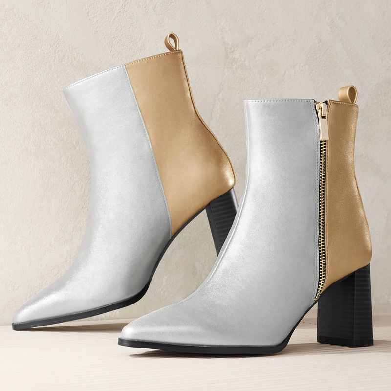 Metallic Zip Bootie - MIDNIGHT VELVET CATALOG
