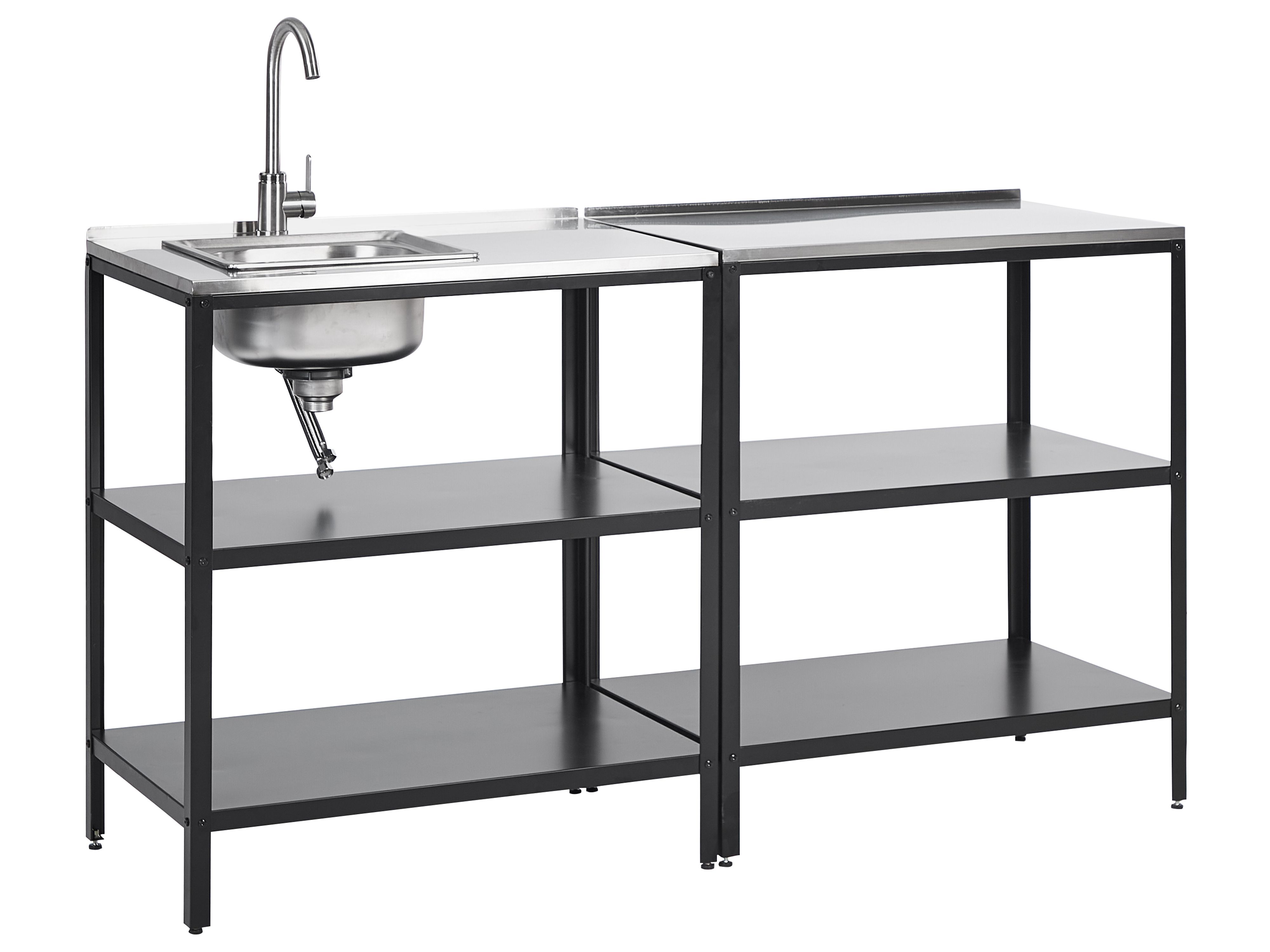 2 Piece Outdoor Kitchen Set with Sink VILAMA Metal Black