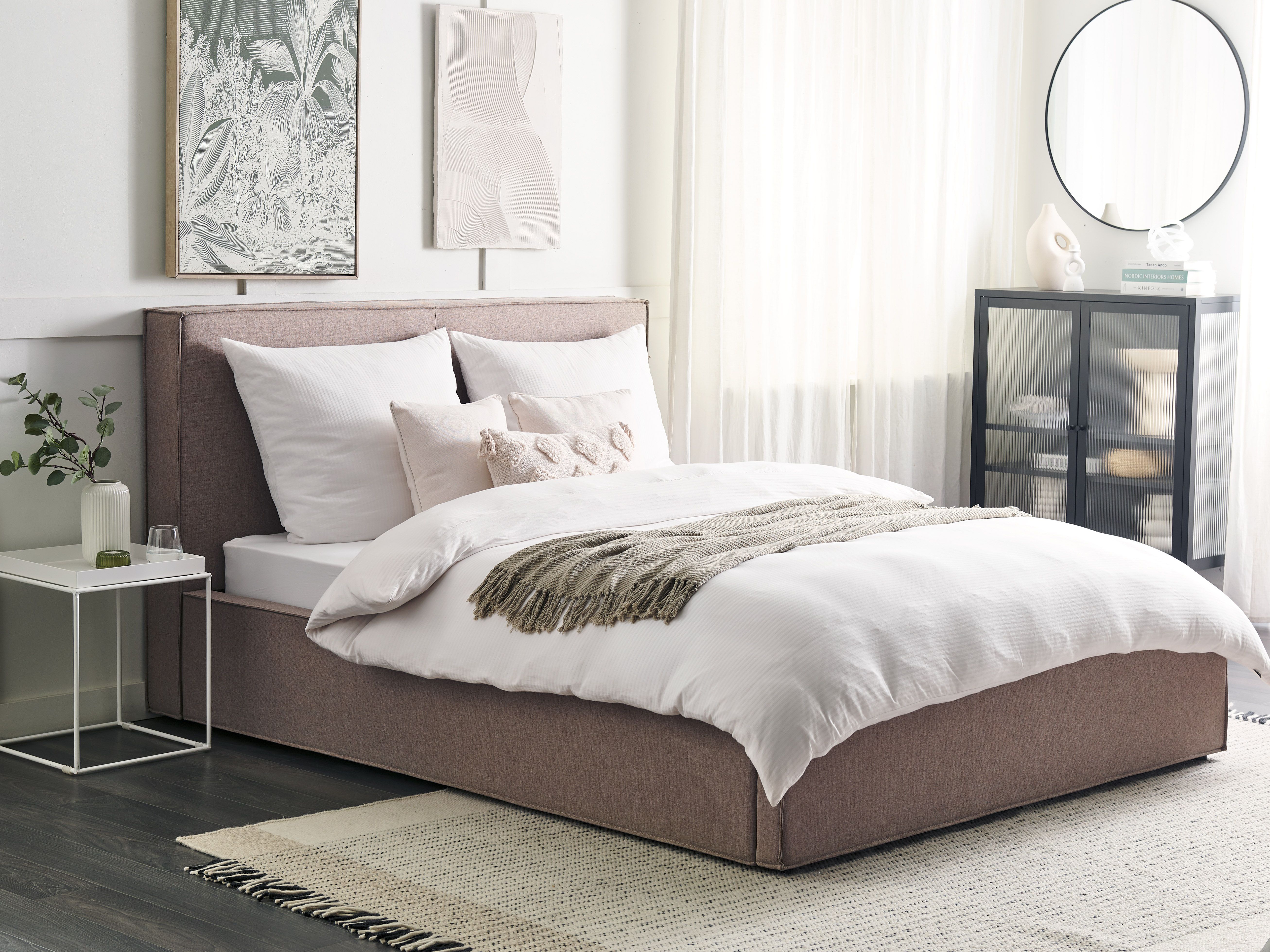 Ottoman Bed Fabric MOISSAC 160 x 200 cm (EU King Size) Taupe
