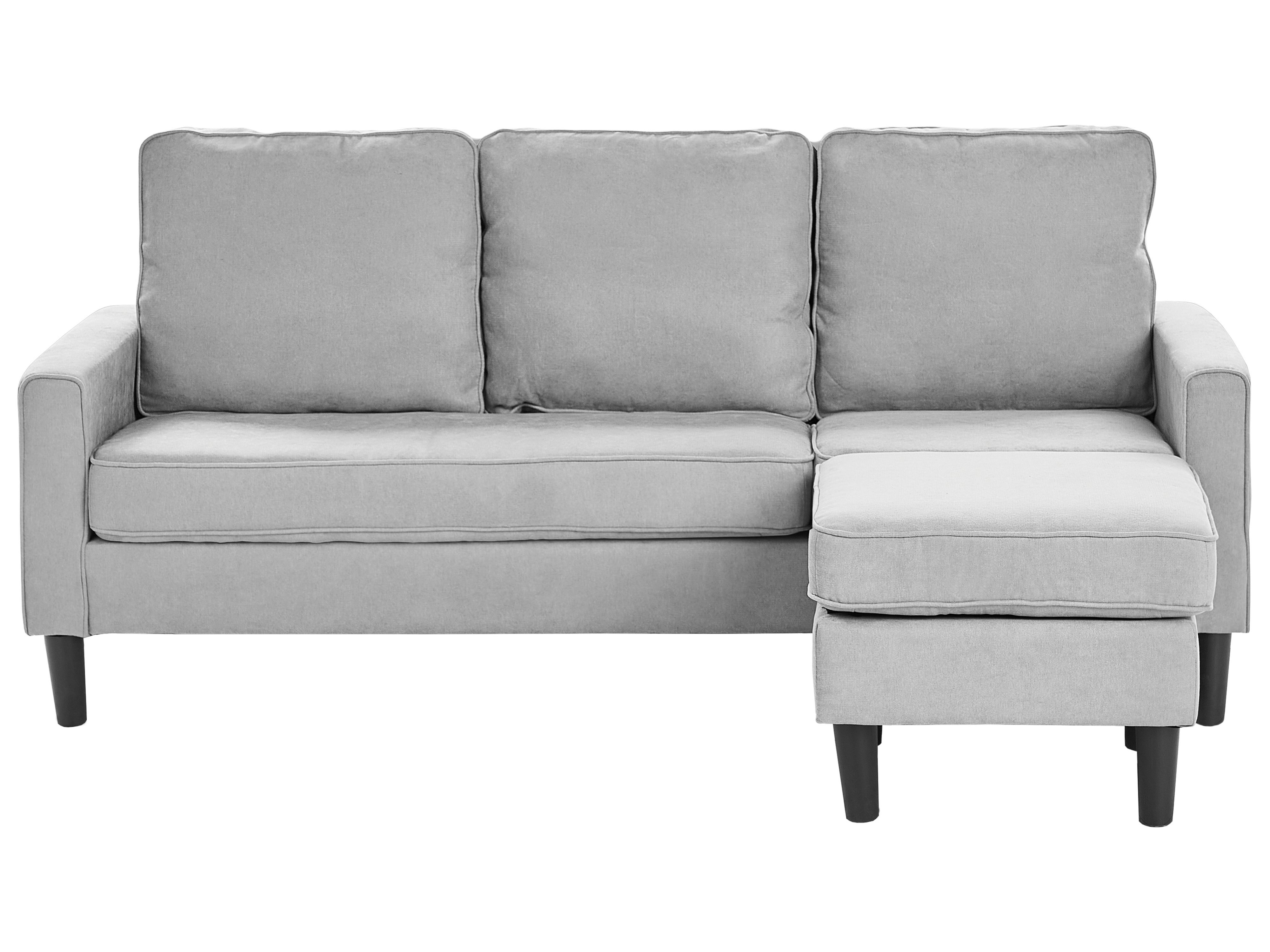 Sofa 3 Seater AVESTA Fabric Light Grey with Ottoman