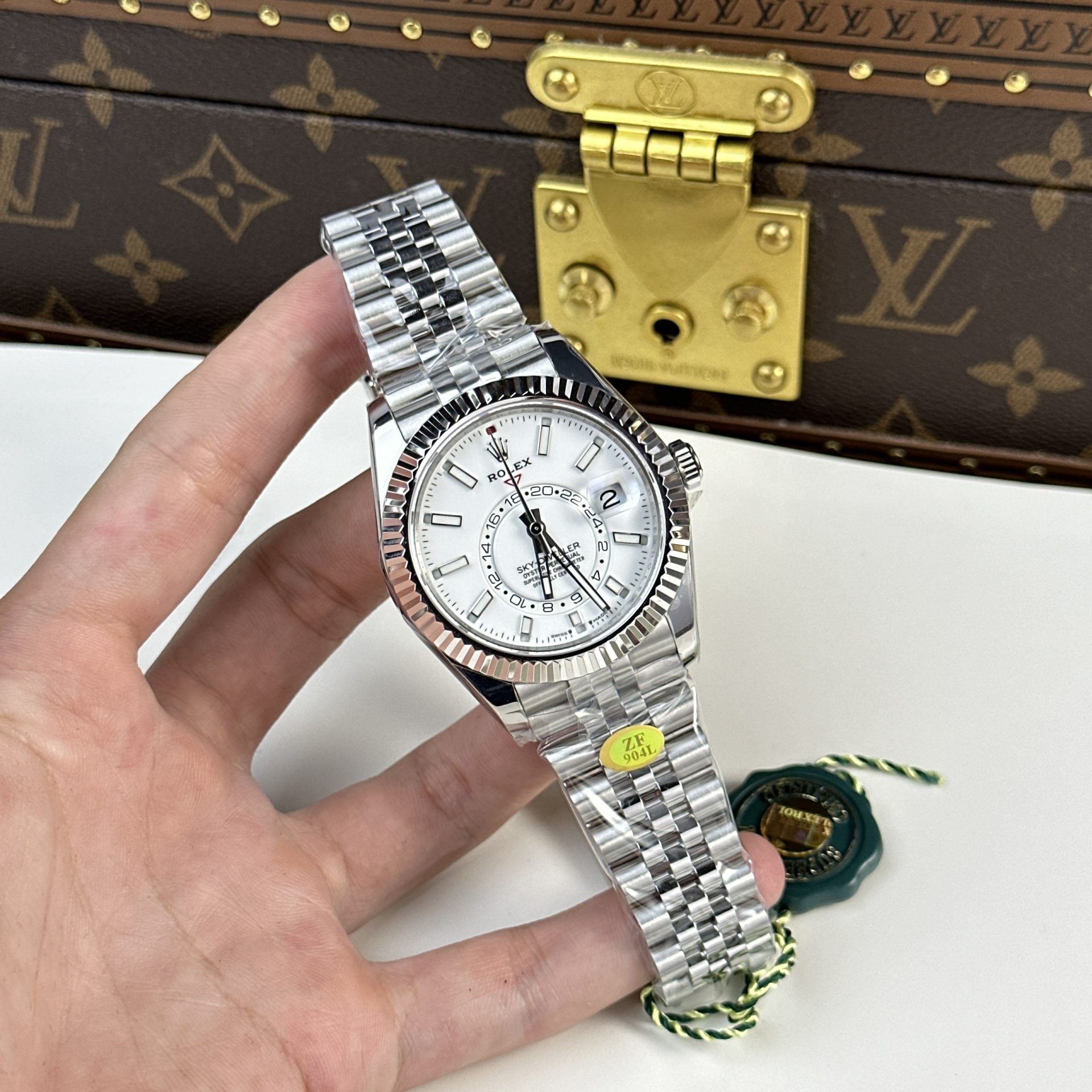 Rolex Fake Watch Sky Dweller 326934 Dial White Strap Jubilee 42mm - Elite Watch Atelier