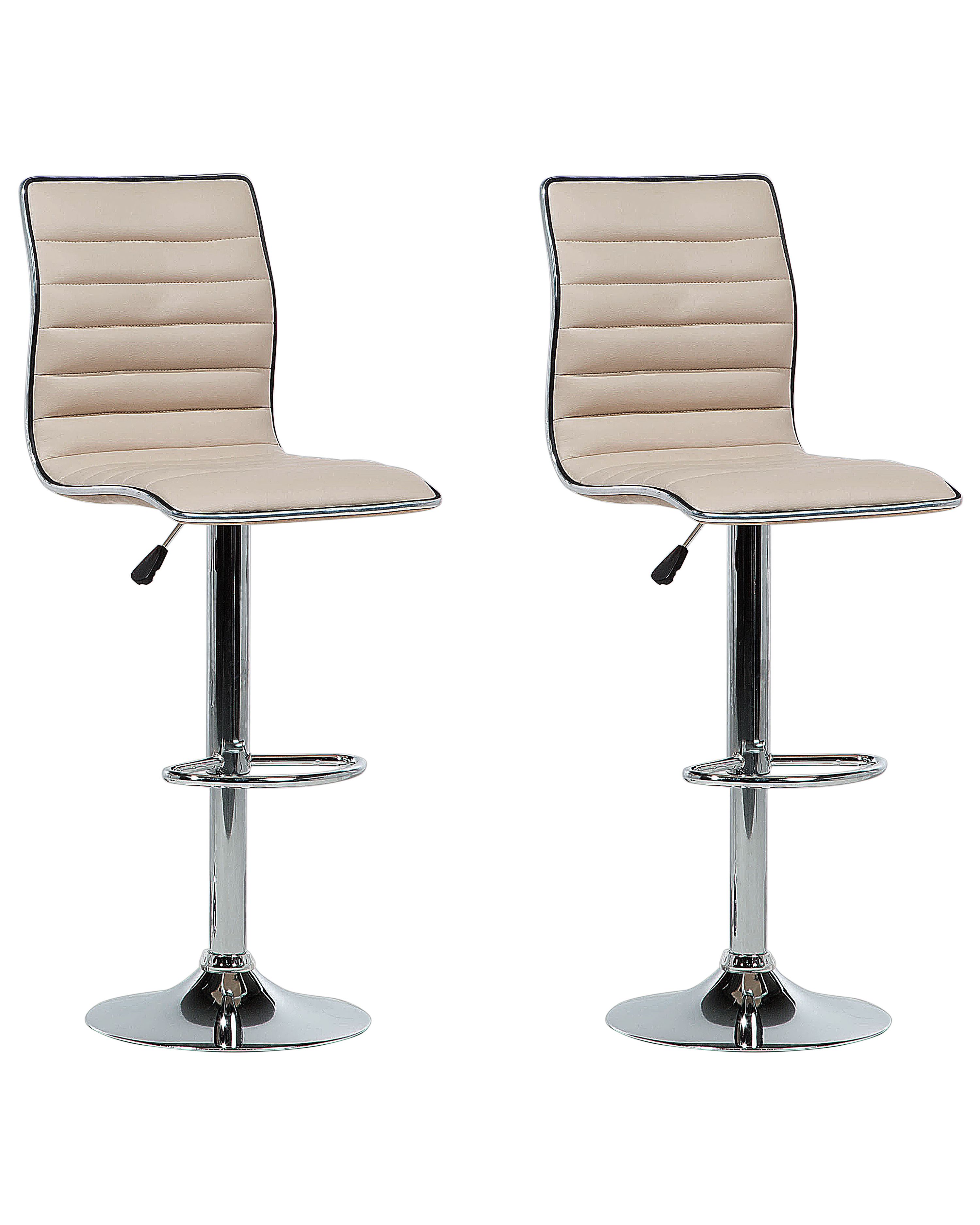 Set of 2 Bar Chairs LUCERNE Faux Leather Swivel Light Beige