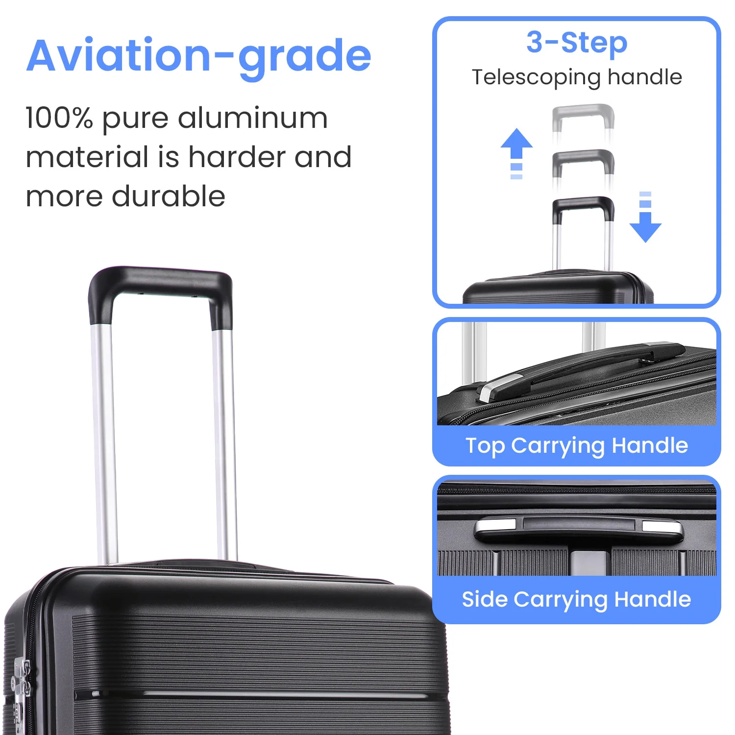 4 Piece Luggage Set, Expandable Lightweight Suitcase Set, PP Materials Travel Luggage with TSA Lock Spinner Wheels, White (14/20/24/28) - Image 49