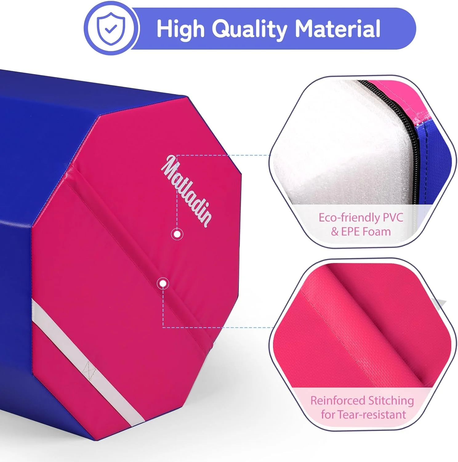 Matladin Octagon Gymnastics Skill Shapes, PVC Pink, 9.7 lb - Image 11