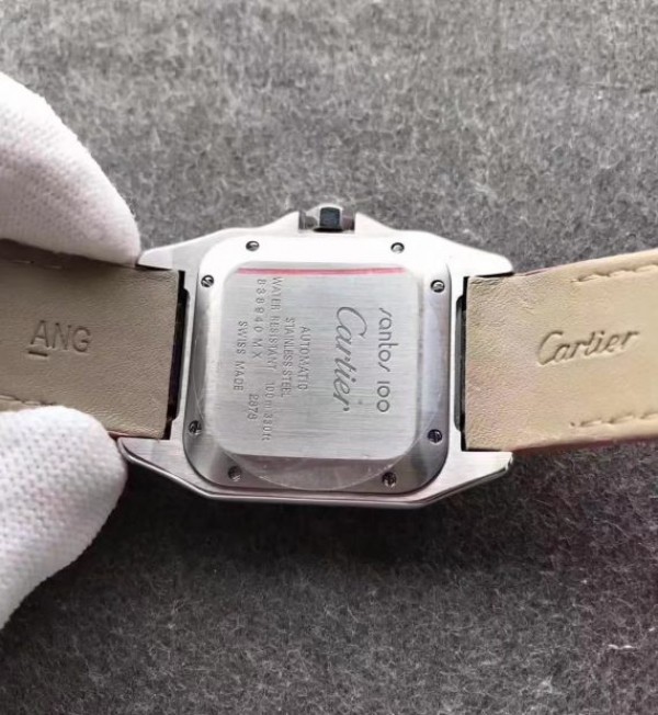 Replica Cartier Santos 100 33mm SS White Dial Pink Leather Strap SEIKO NH05A - Top club