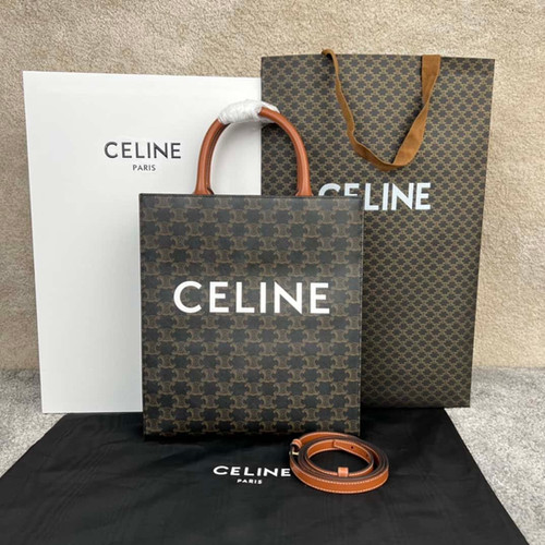CELINE CABAS TRIOMPHE CANVAS SMALL VERTICAL HANDBAG Celine replica tote bag
