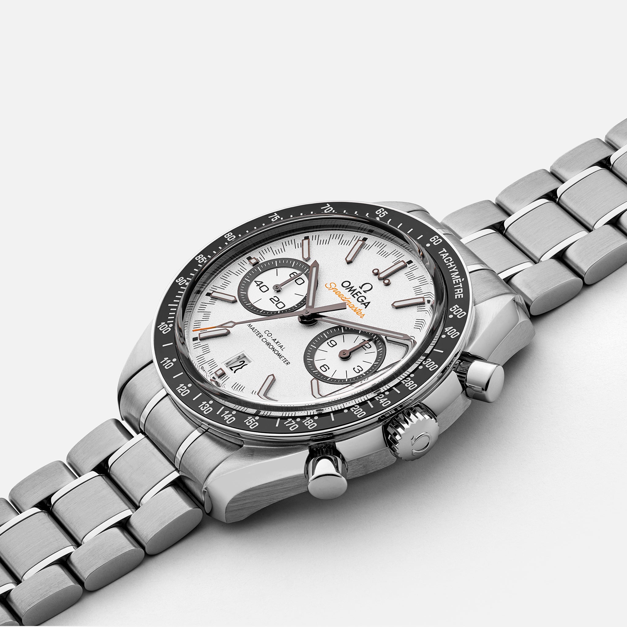 Speedmaster Racing Co-Axial Master Chronometer Chronograph 44.25mm White Dial On Bracelet(1:1 replica) - Top club