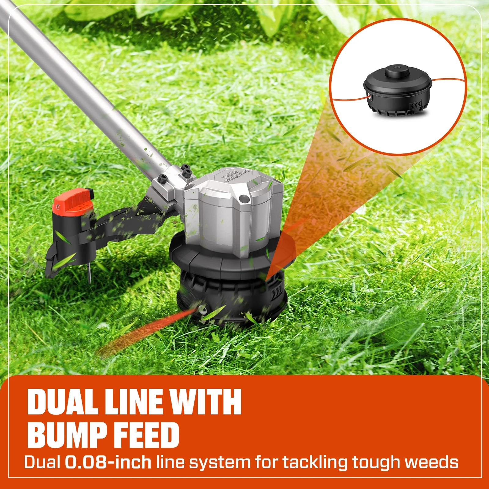 SENIX 58V Brushless Weed Eater, 11�?13�?Variable Length String Trimmer, 360° Adjustable Handle, Battery & Charger Included, GTSX5-M - Image 6