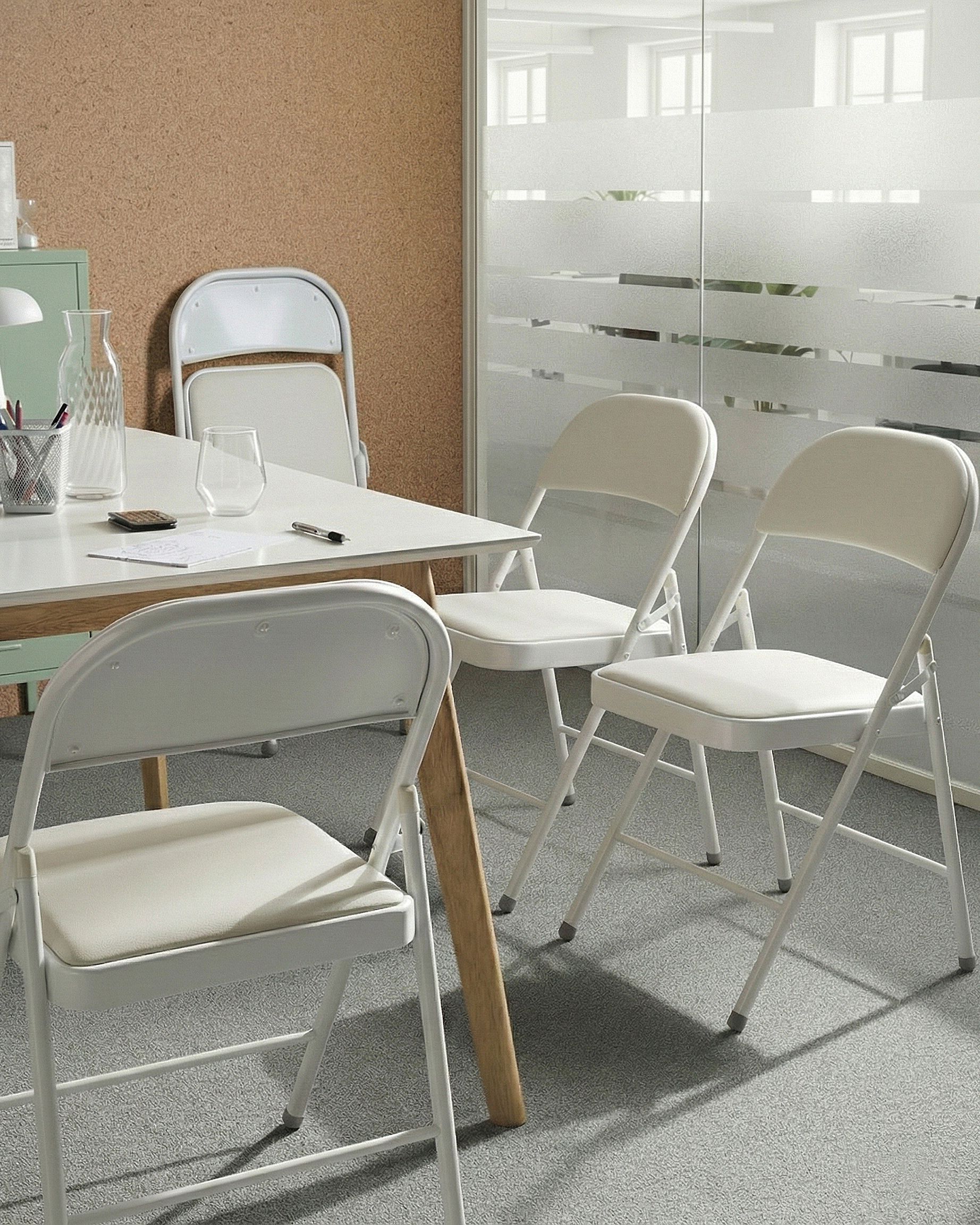 Set of 4 Folding Chairs SHASTA Metal White