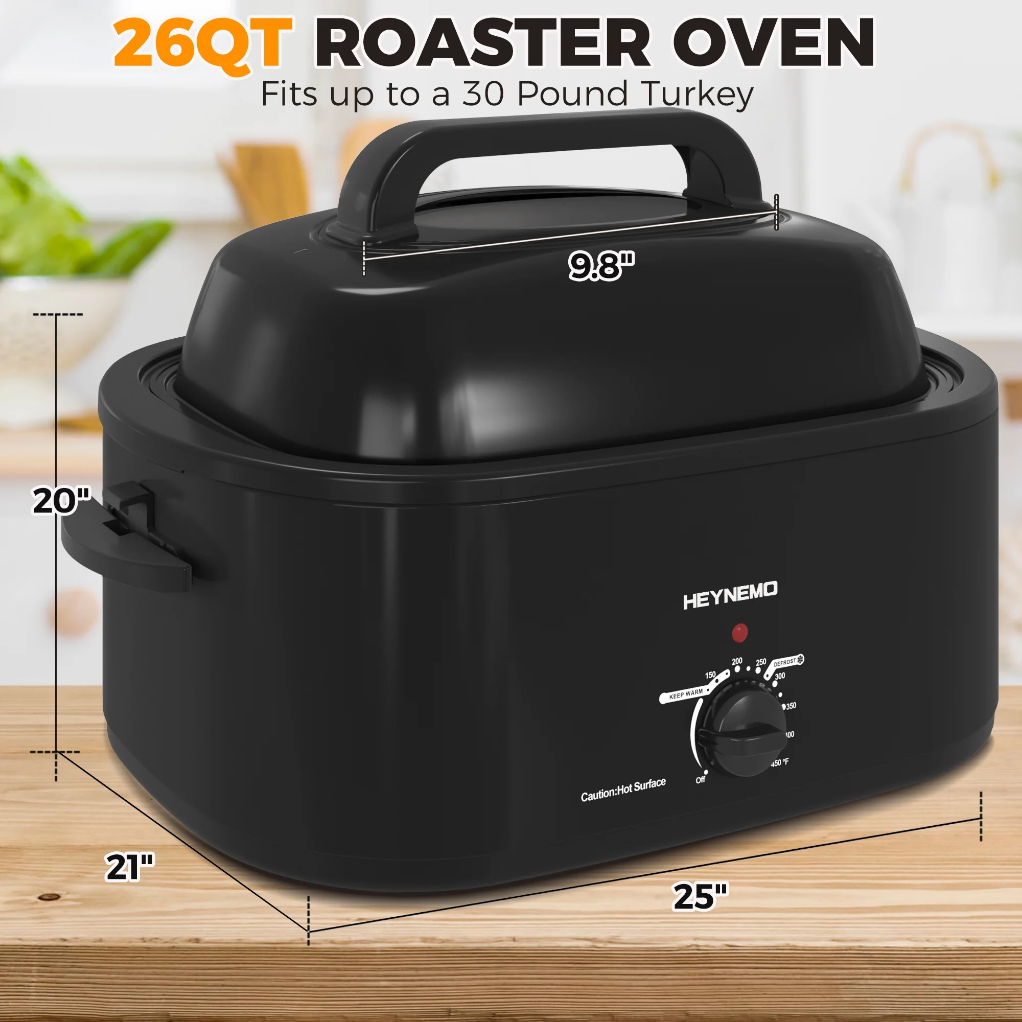 Superjoe 26QT Electric Roaster Oven, Stainless Steel, Self-Basting Lid Removable Insert Pot, Black - Image 12