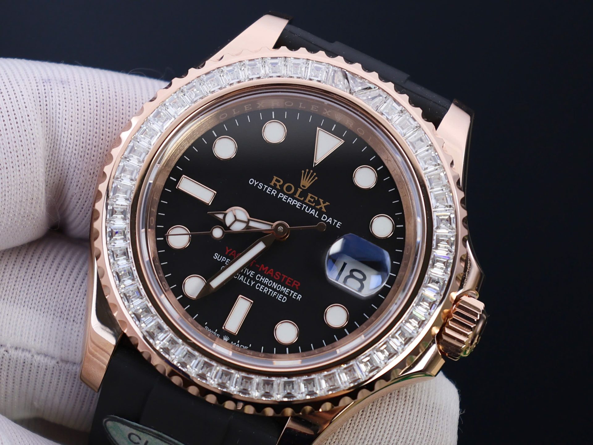 Rolex Yacht-Master Custom Gold Wrapped With Moissanite Baguette Diamond Hong Kong 40mm - Elite Watch Atelier