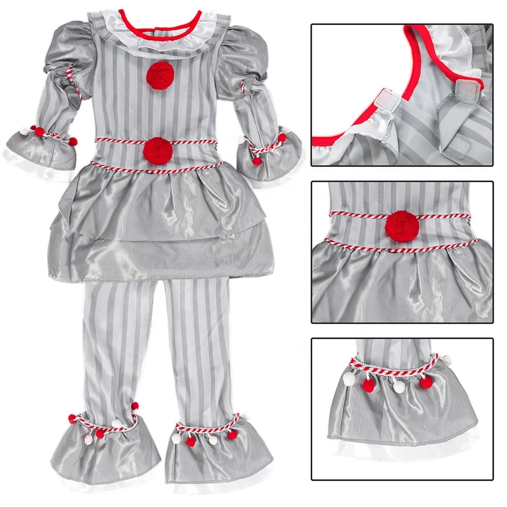 Kids Clown Costume Halloween, Classic Movies Character Fancy Dress Suit for Boys Girls Carnival Party 3-10 Years - Image 6 Kids Clown Costume Halloween, Classic Movies Character Fancy Dress Suit for Boys Girls Carnival Party 3-10 Years - Image 6