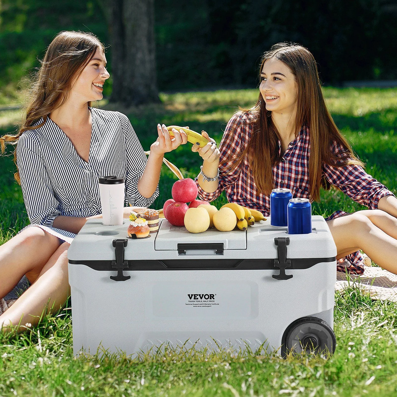 74 QT Wheeled Cooler - 120 Can Capacity Portable Ice Chest with Heavy-Duty Wheels & Cup Holders, Insulated Outdoor Cooler for Camping, Tailgating, Beach & BBQs, Leak-Proof Drain & Extended Cold Reten - Image 8