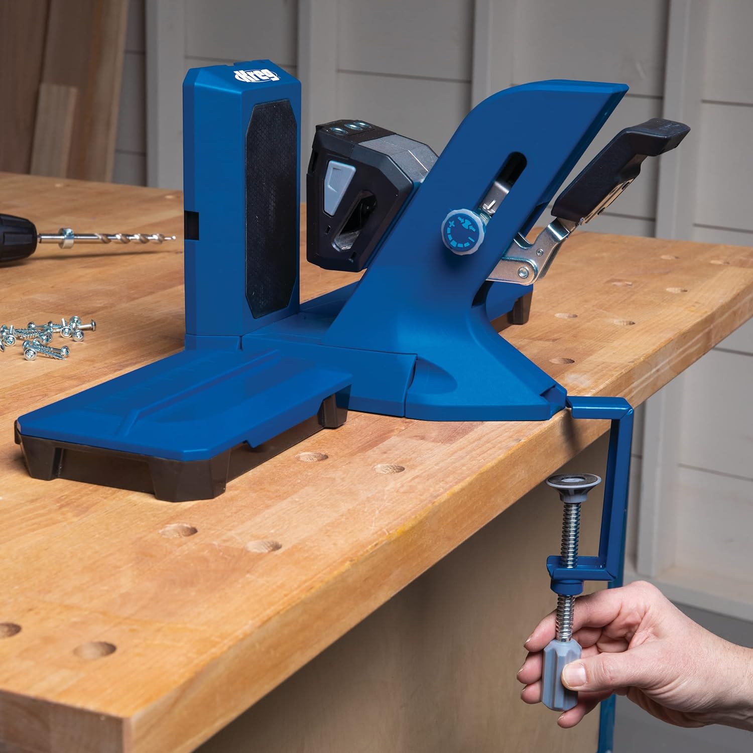 Kreg Tool KPHJ720PRO Pocket-Hole Jig 720PRO - Easy Clamping & Adjusting - Includes Durable Kreg Pocket-Hole Screws - For Materials 1/2