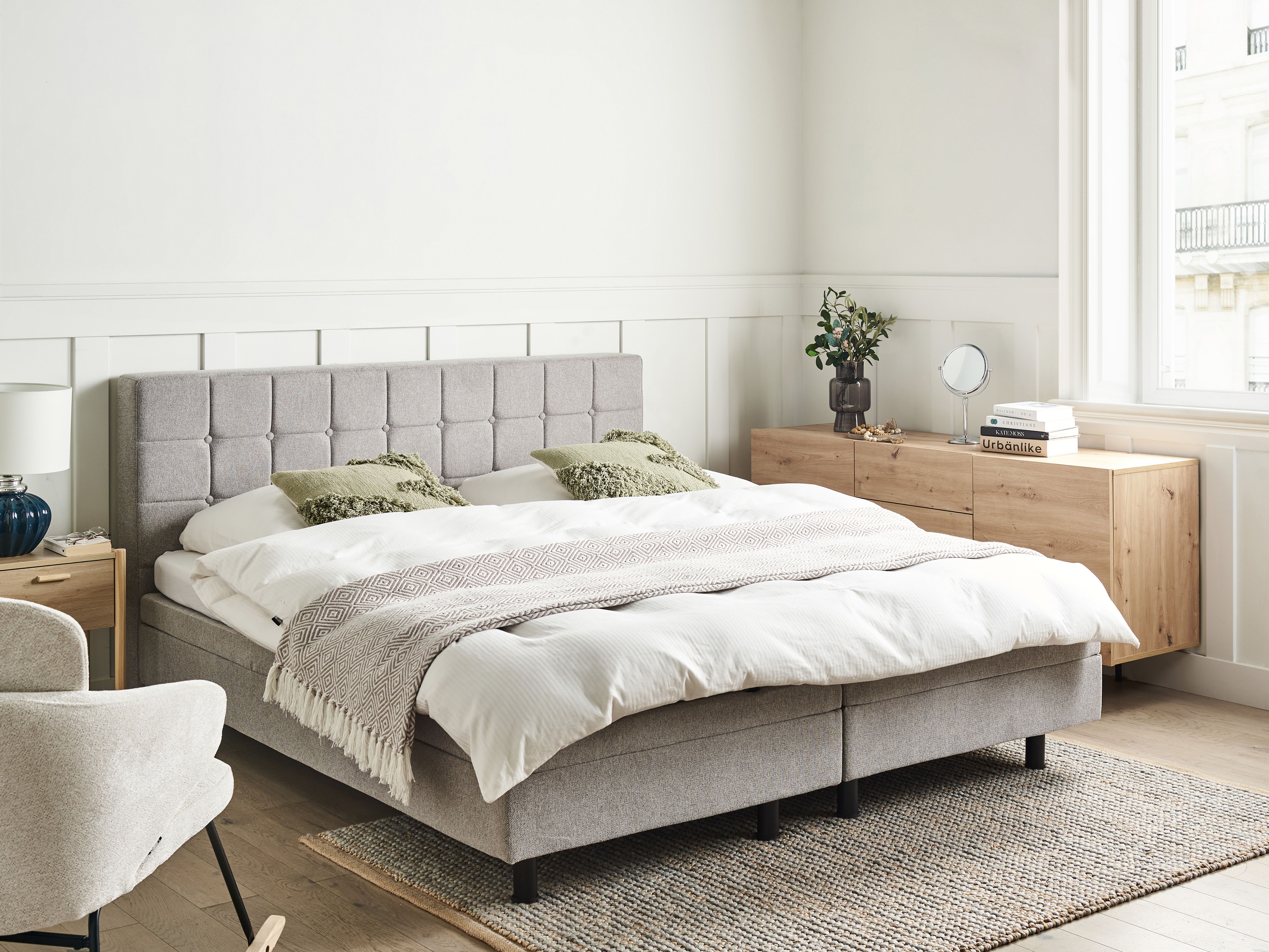 Adjustable Bed Fabric DUKE 180 x 200 cm (EU Super King) Light Grey