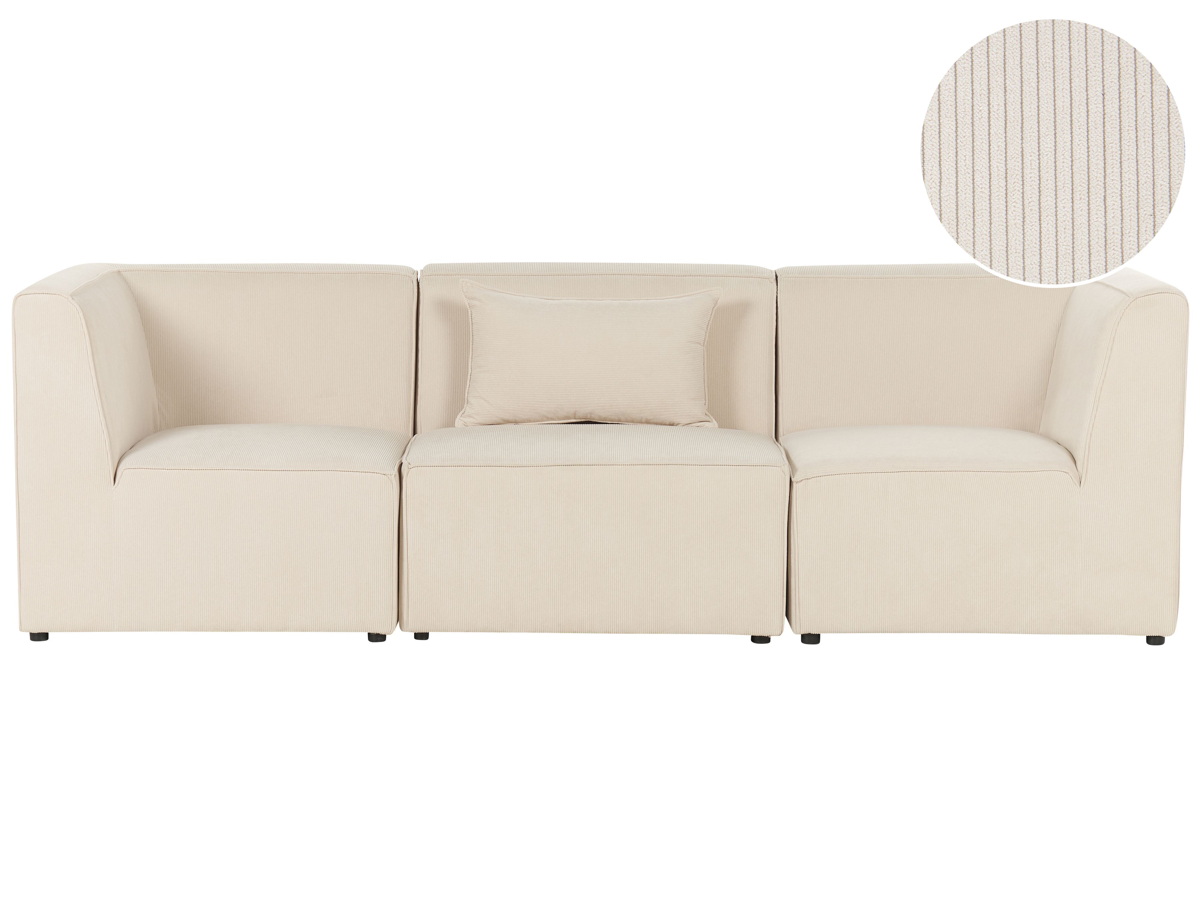 Modular Sofa 3 Seater LEMVIG Corduroy Light Beige