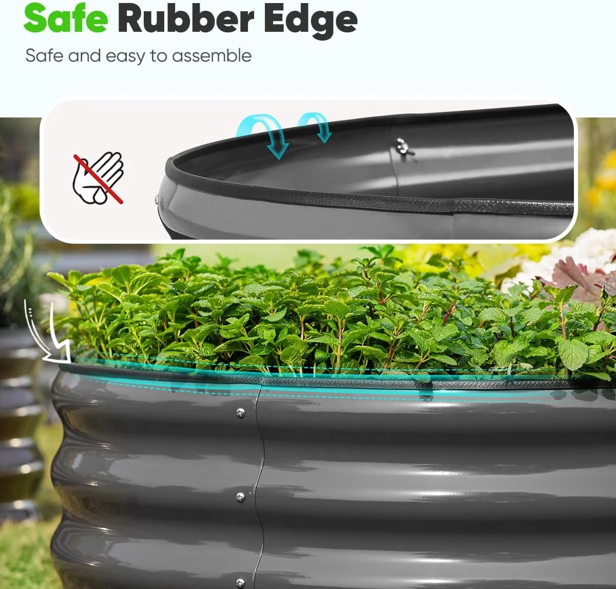 Quictent 6x3x1 ft Galvanized Raised Garden Bed Kit with Self Watering System and Mesh Cover, Large Oval Metal Outdoor Planter Garden Boxes for Vegetables Herbs Flowers