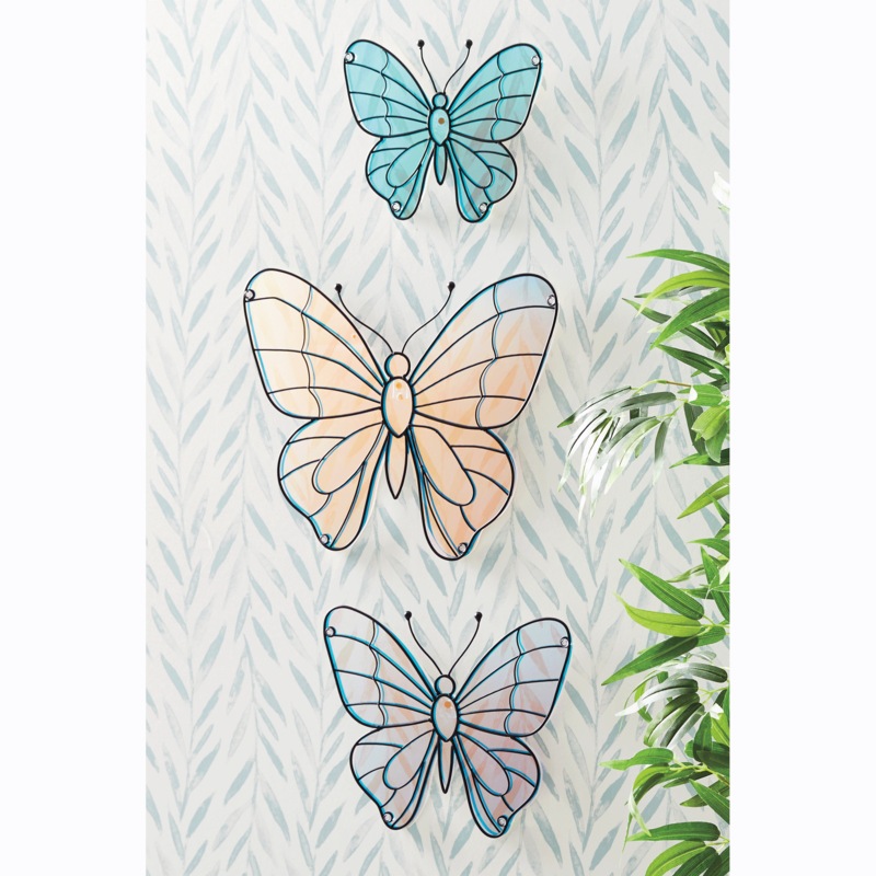 Set of 3 Iridescent Butterflies Wall Art - MIDNIGHT VELVET CATALOG